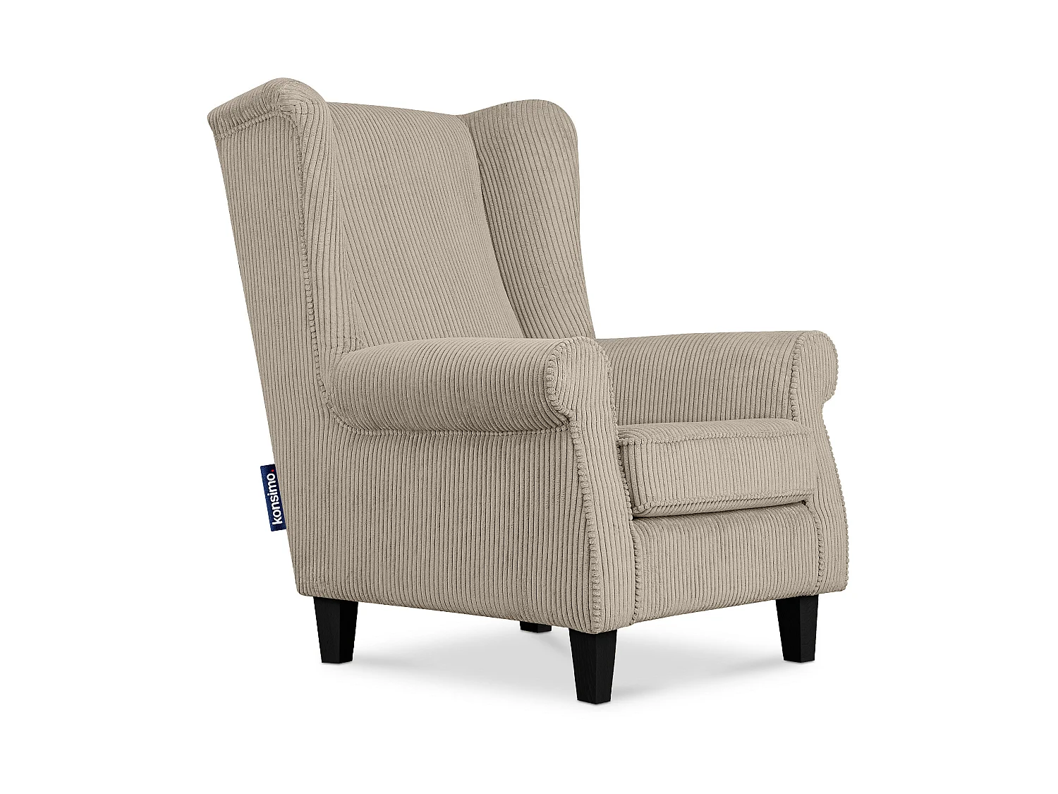 Ohrensessel Kord-Bezug Petfriendly - hellbeige - MILES