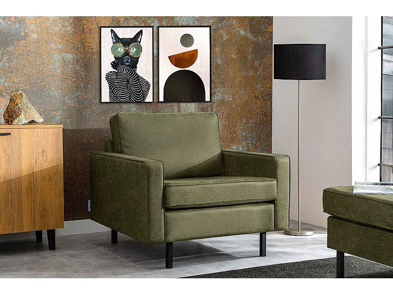 Großer Loft-Sessel aus Leder und Mikrofaser -  grün - INVIA