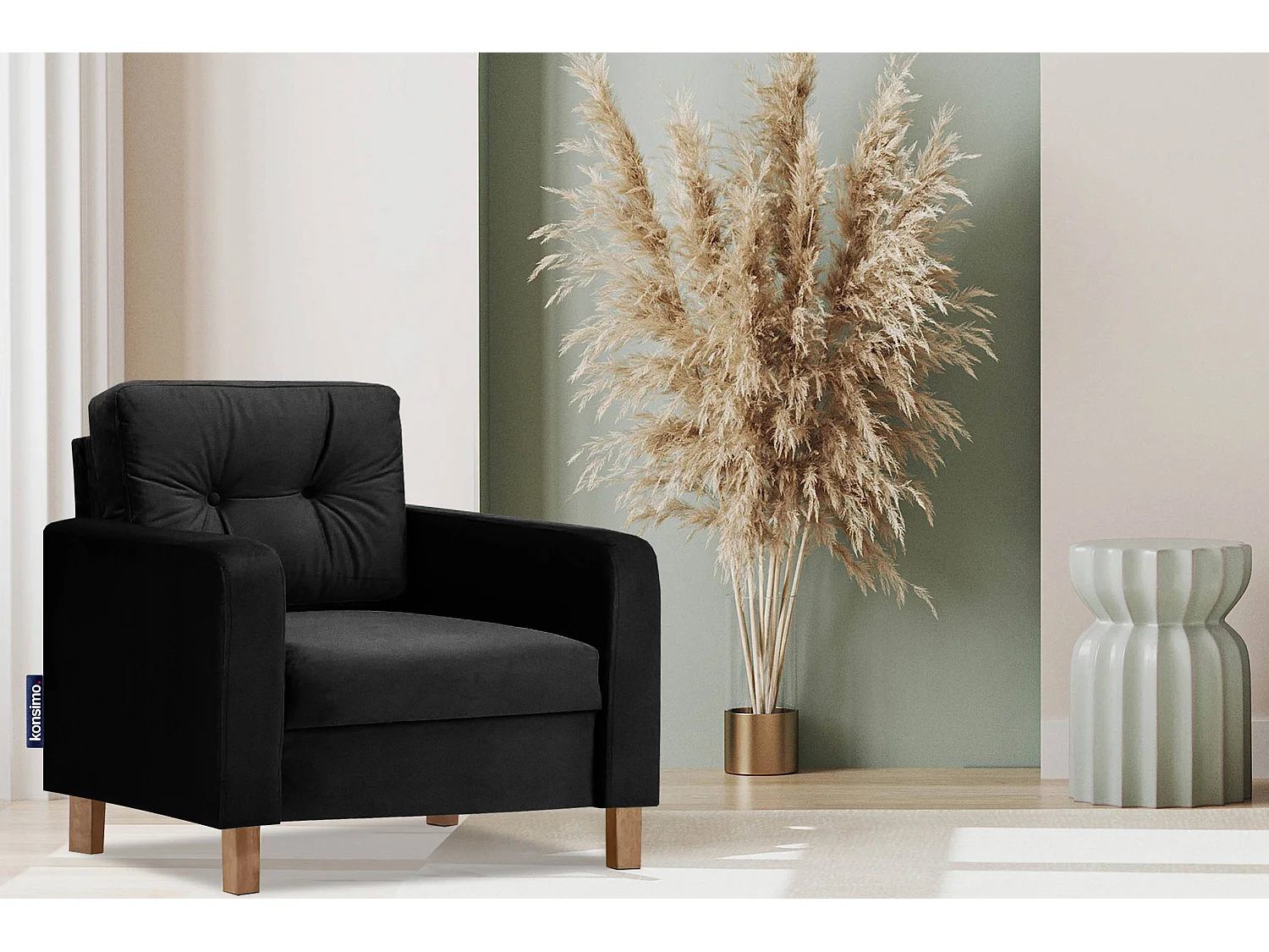 Bequemer Sessel - Echtholz Beine - Dunkelgrau - ERISO