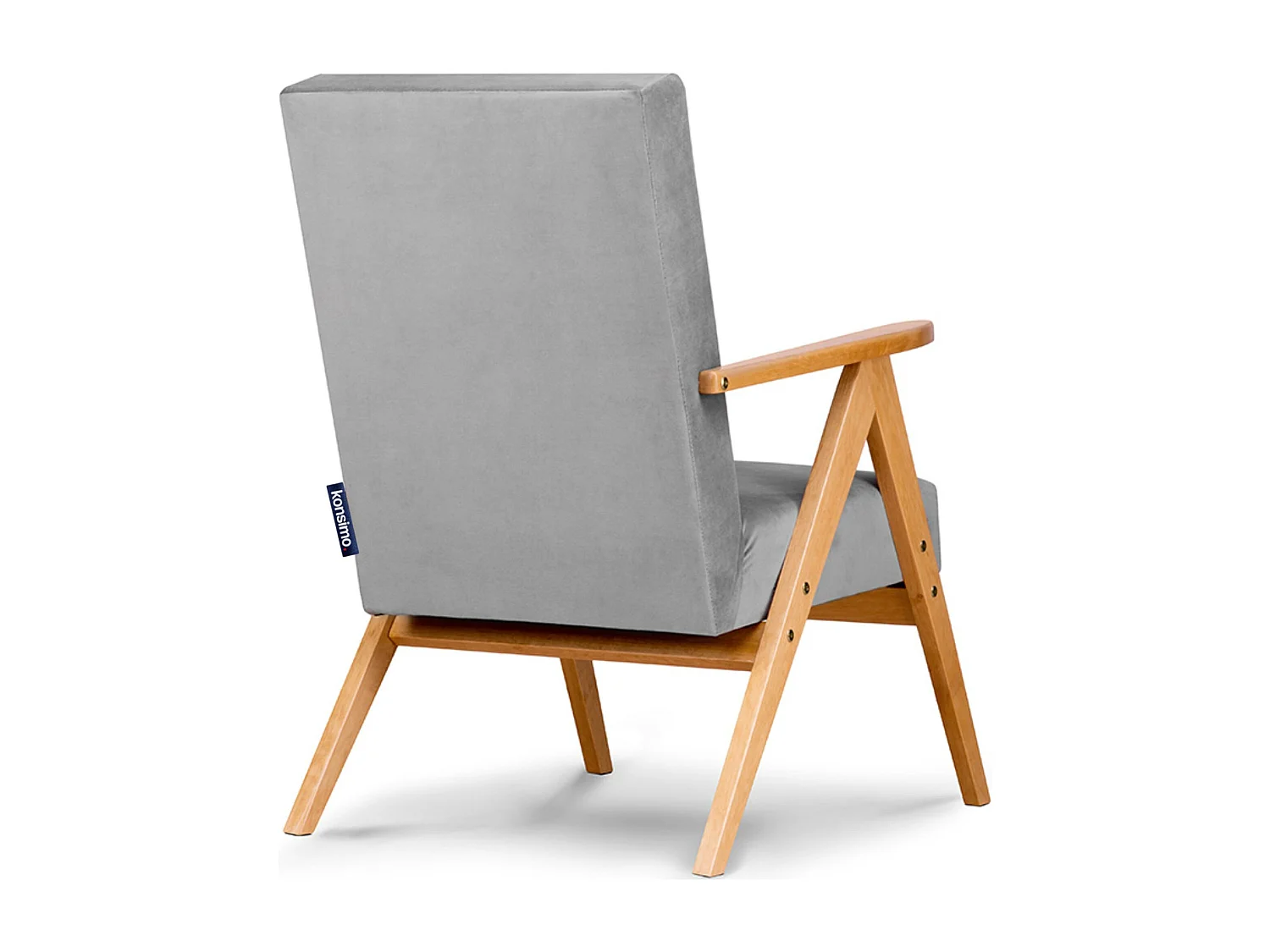 Vintage Sessel gepolstert Echt-Holz-Rahmen - grau - NASET