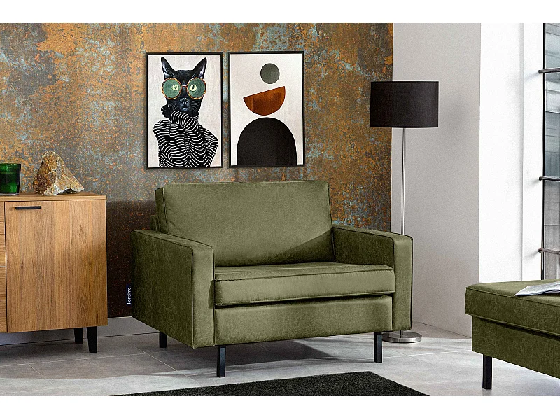 Großer Loft-Sessel aus Leder und Mikrofaser - grün - INVIA