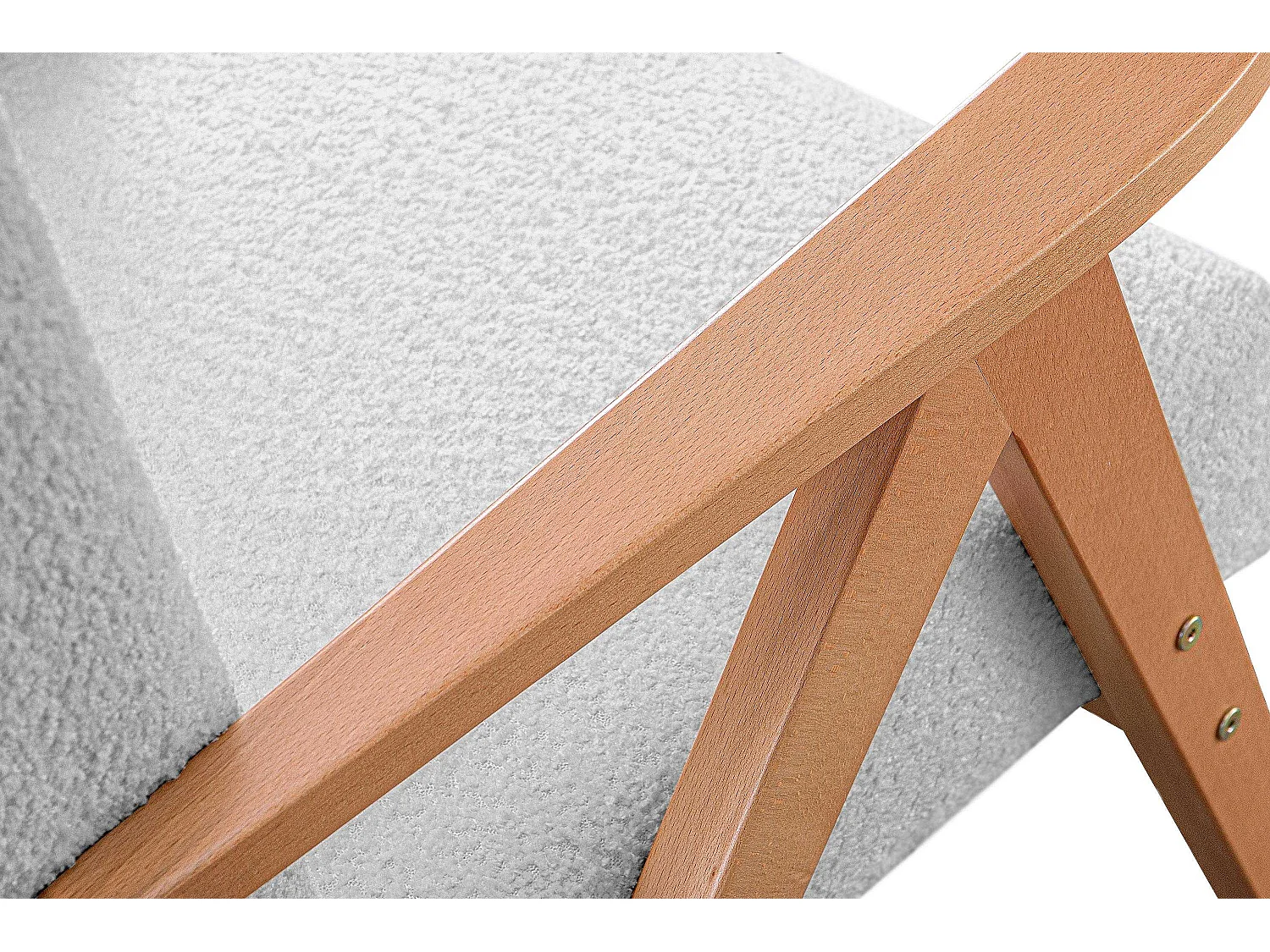 Vintage Sessel gepolstert Echt-Holz-Rahmen - hellgrau - NASET