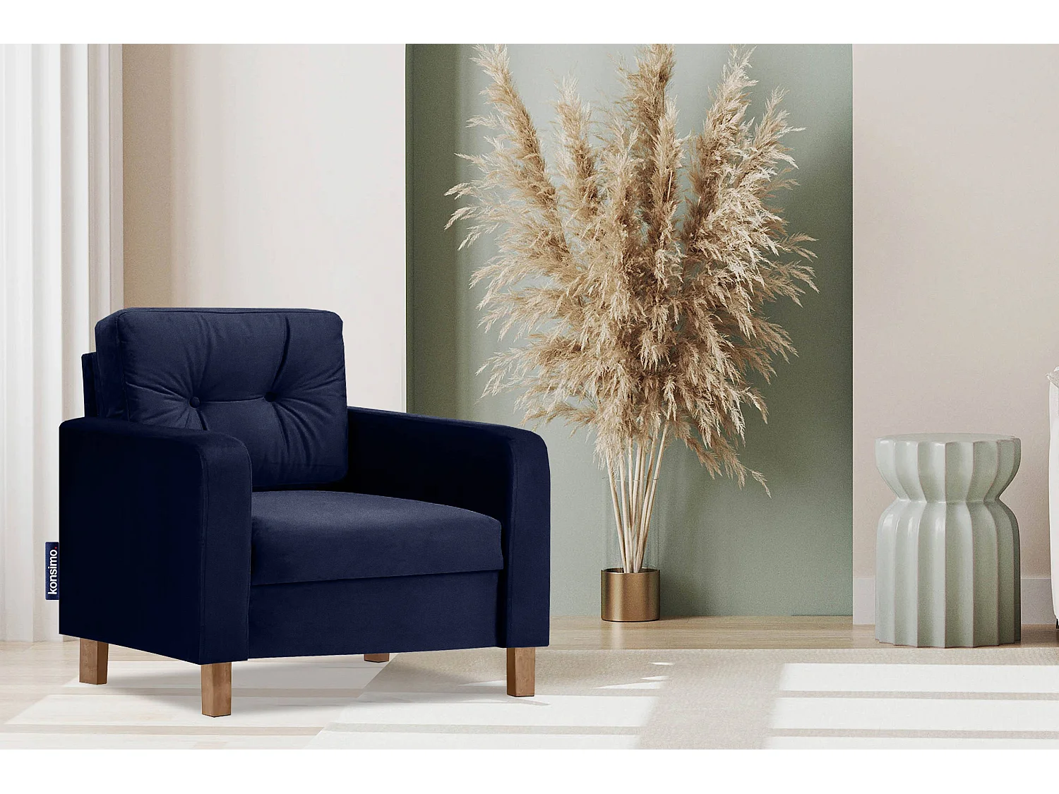 Bequemer Sessel - Echtholz Beine - Dunkelblau - ERISO