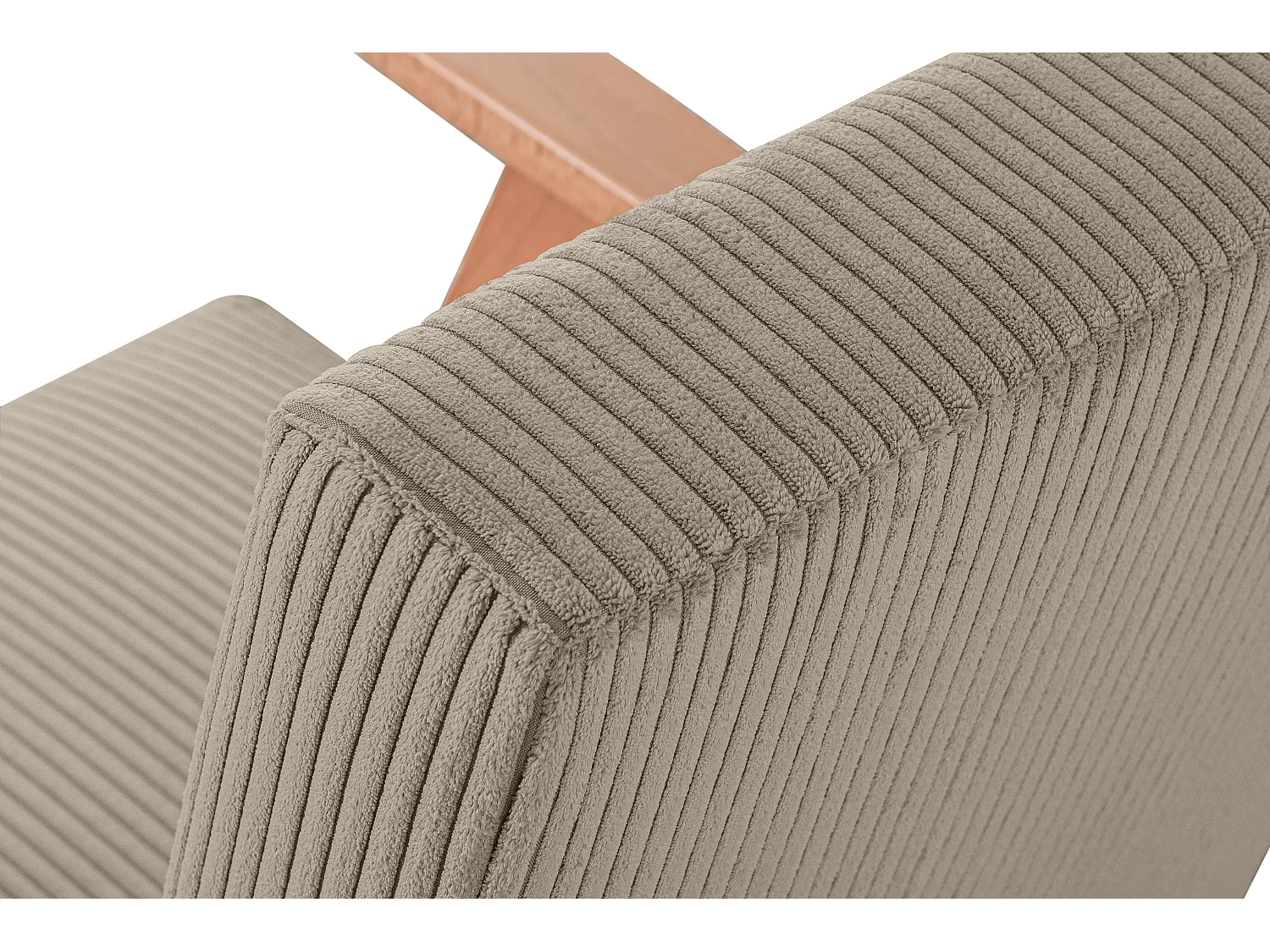 Vintage Sessel gepolstert Echt-Holz-Rahmen - dunkelbeige - NASET