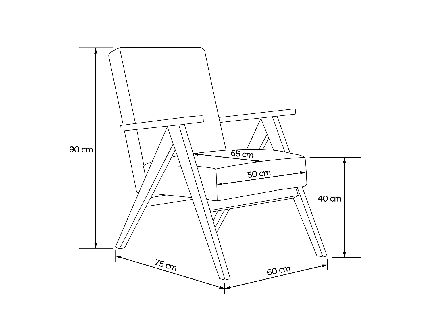 Vintage Sessel gepolstert Echt-Holz-Rahmen - dunkelbeige - NASET