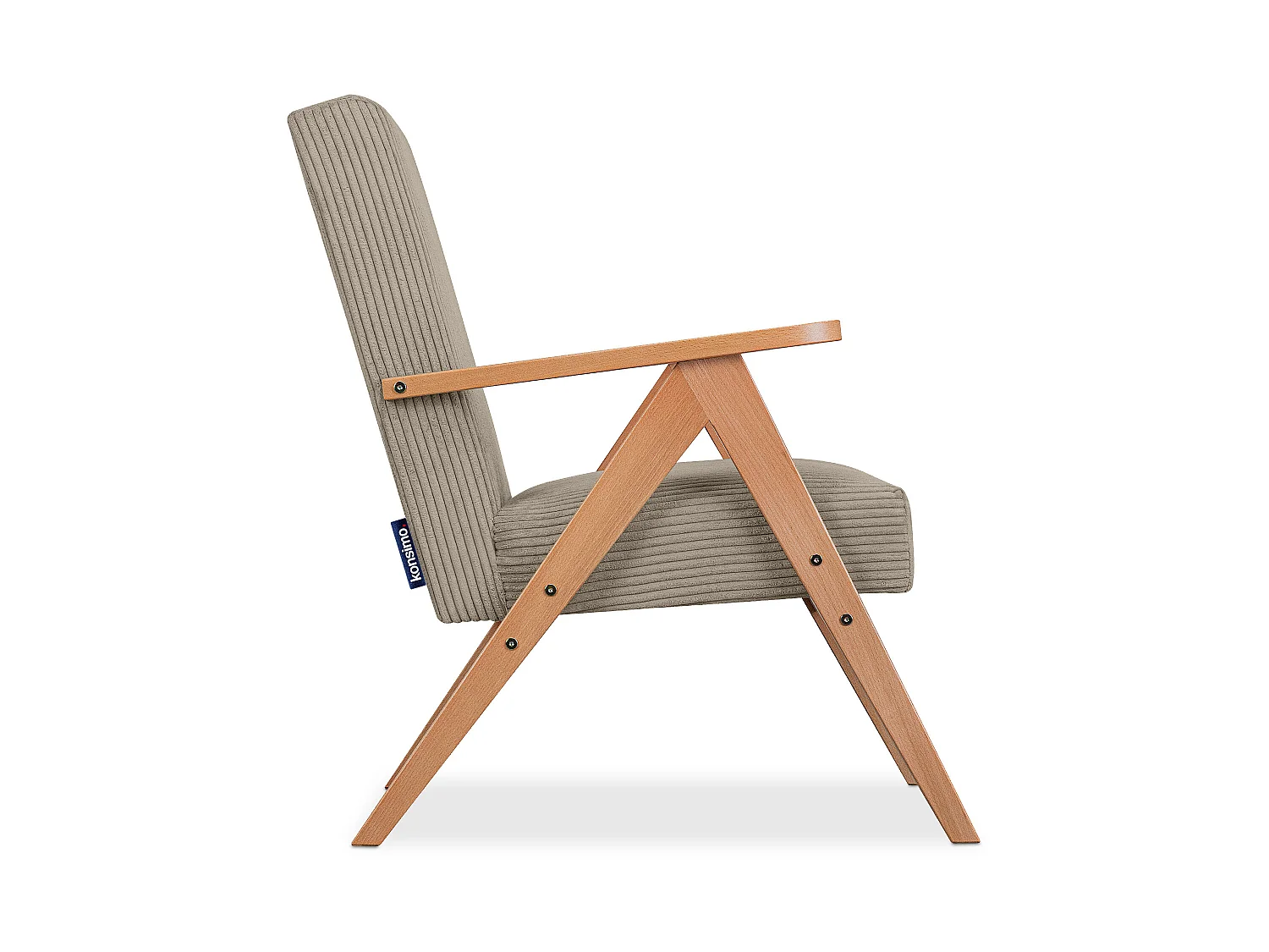 Vintage Sessel gepolstert Echt-Holz-Rahmen - dunkelbeige - NASET