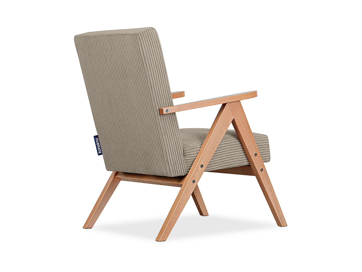 Vintage Sessel gepolstert Echt-Holz-Rahmen - dunkelbeige - NASET