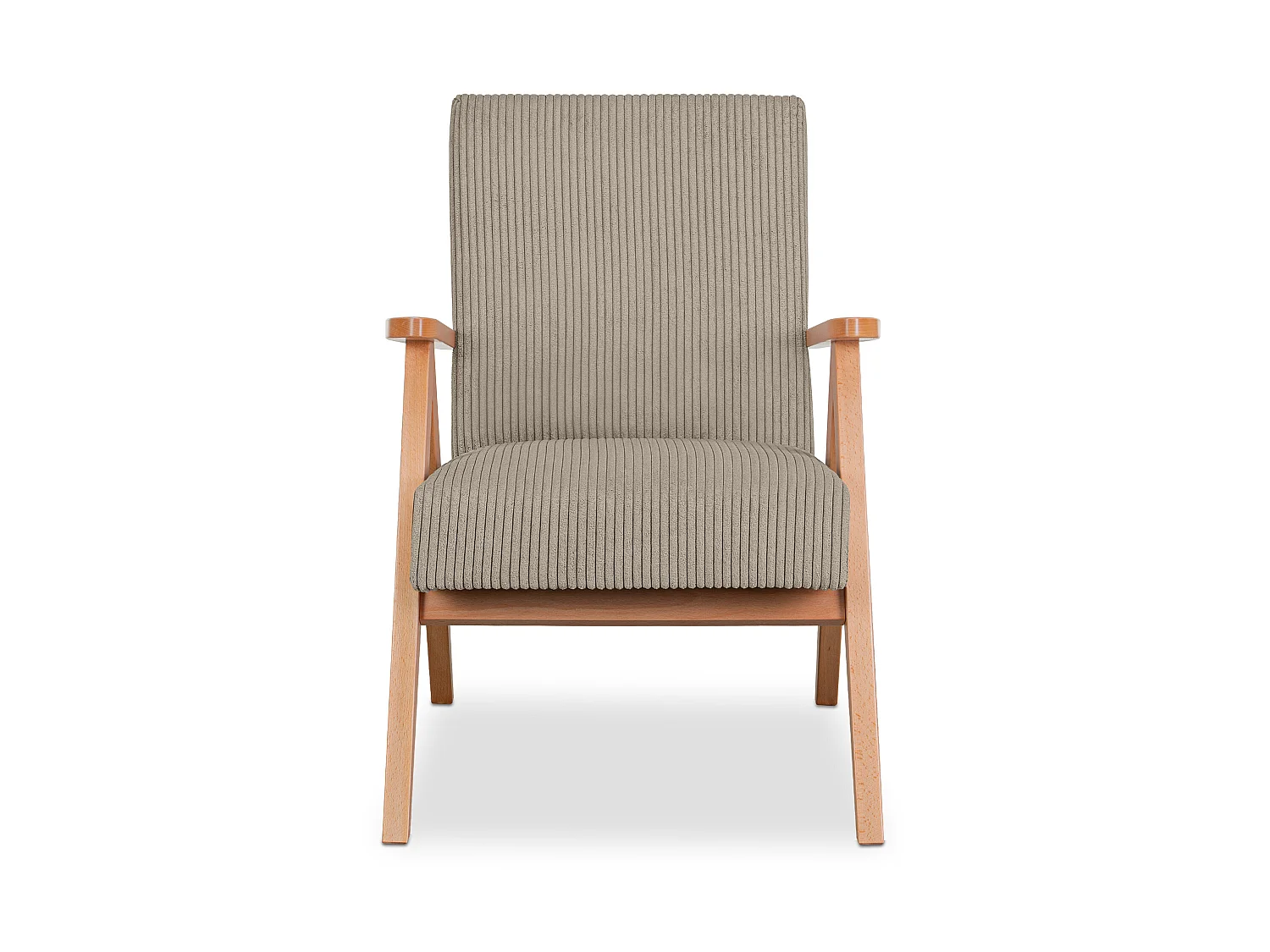 Vintage Sessel gepolstert Echt-Holz-Rahmen - dunkelbeige - NASET