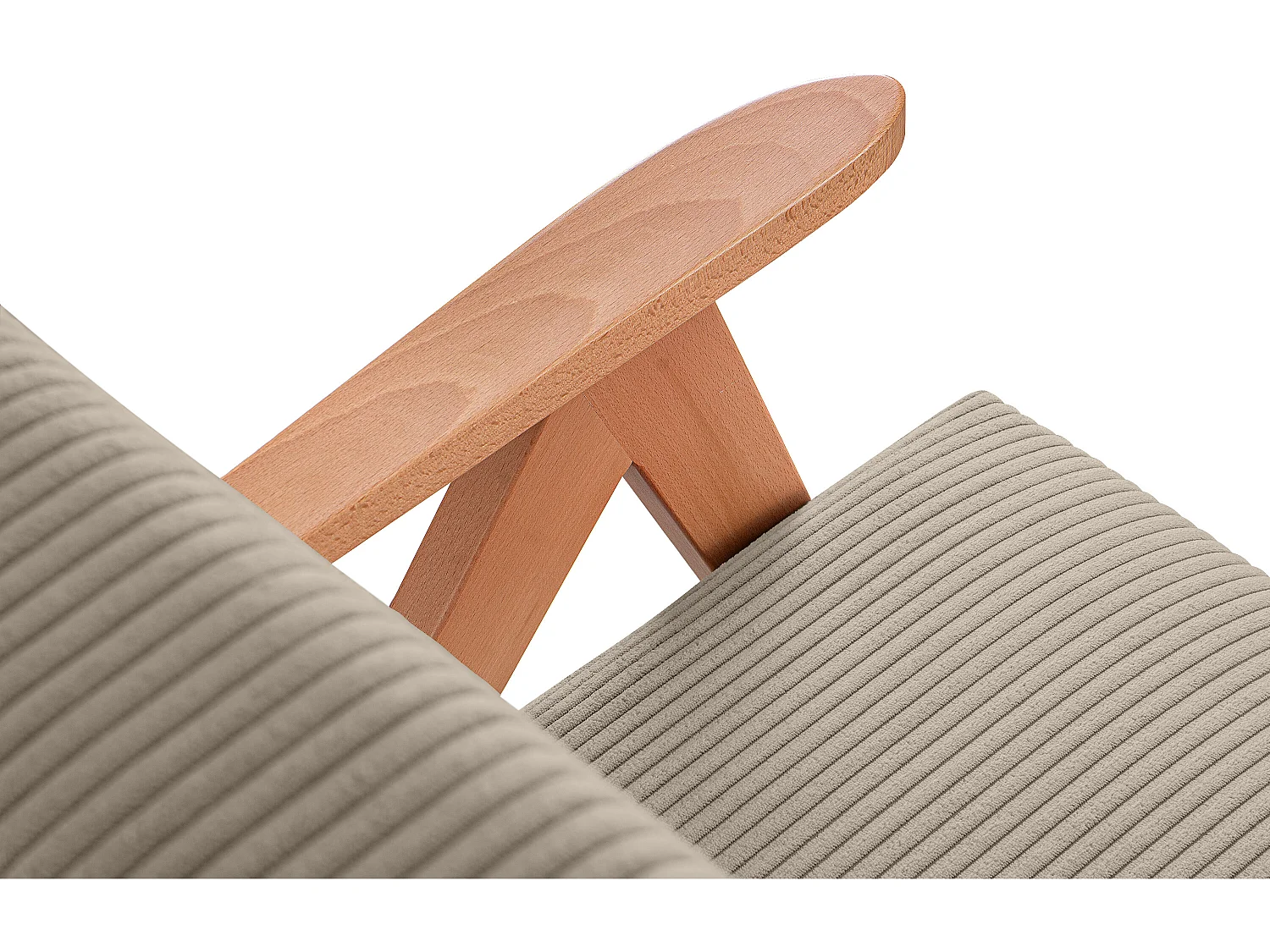 Vintage Sessel gepolstert Echt-Holz-Rahmen - dunkelbeige - NASET