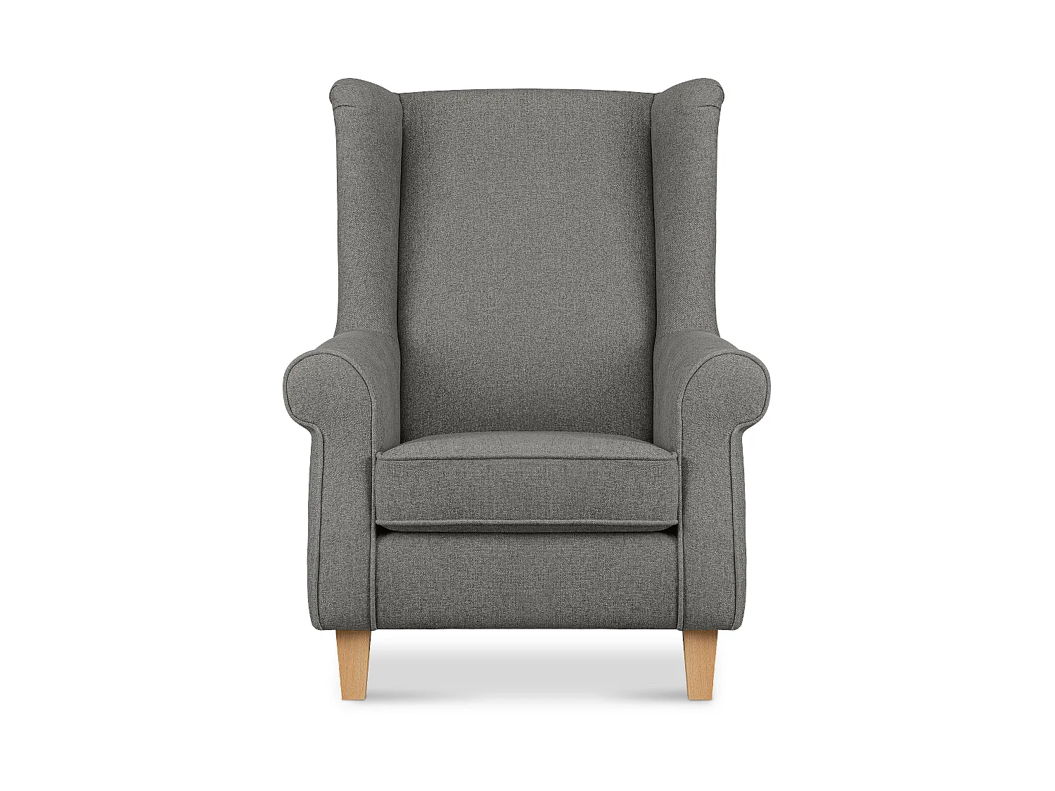 Ohrensessel Massivholzbeine - grau/buchenfarben - MILES