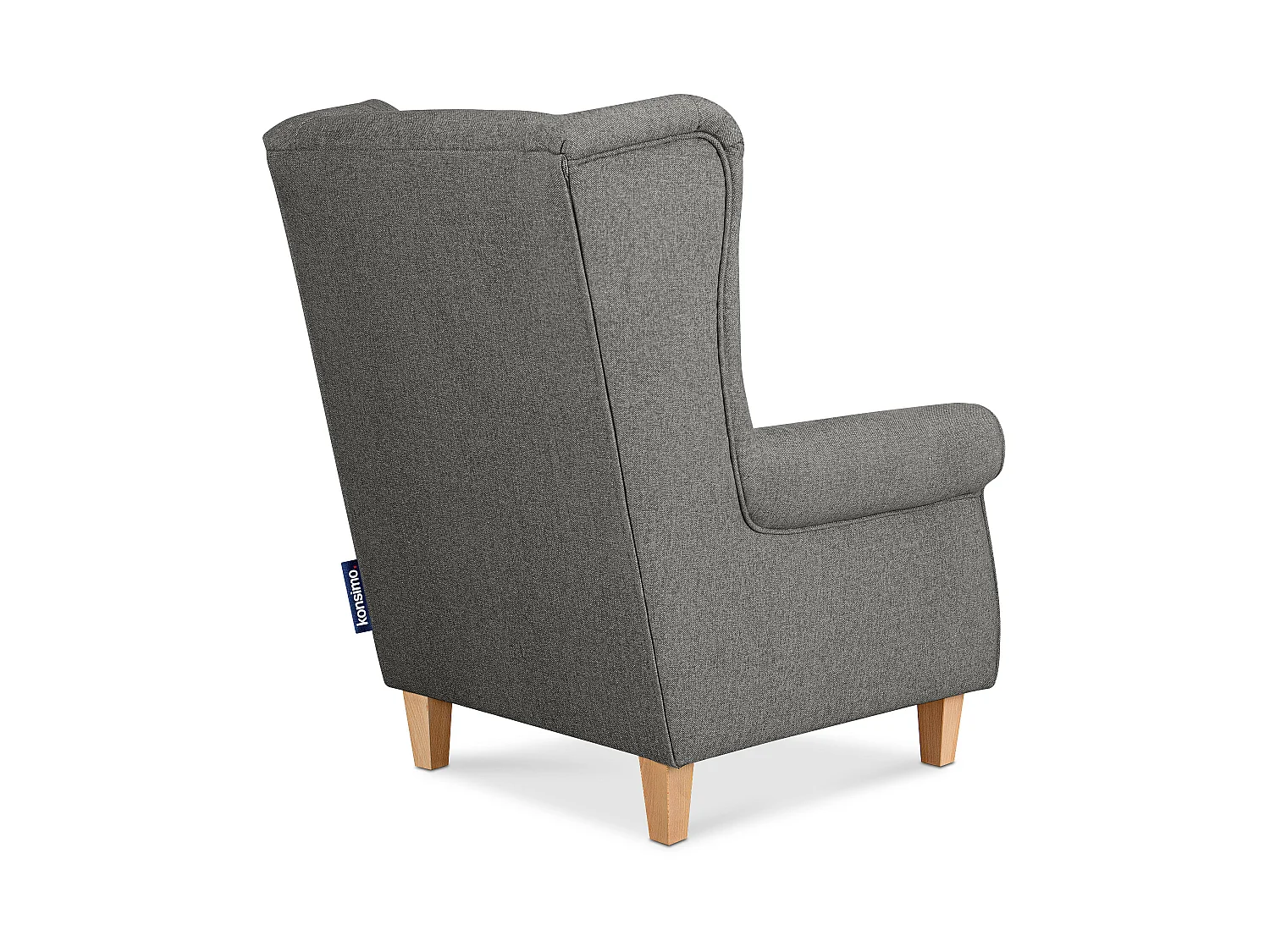 Ohrensessel Massivholzbeine - grau/buchenfarben - MILES