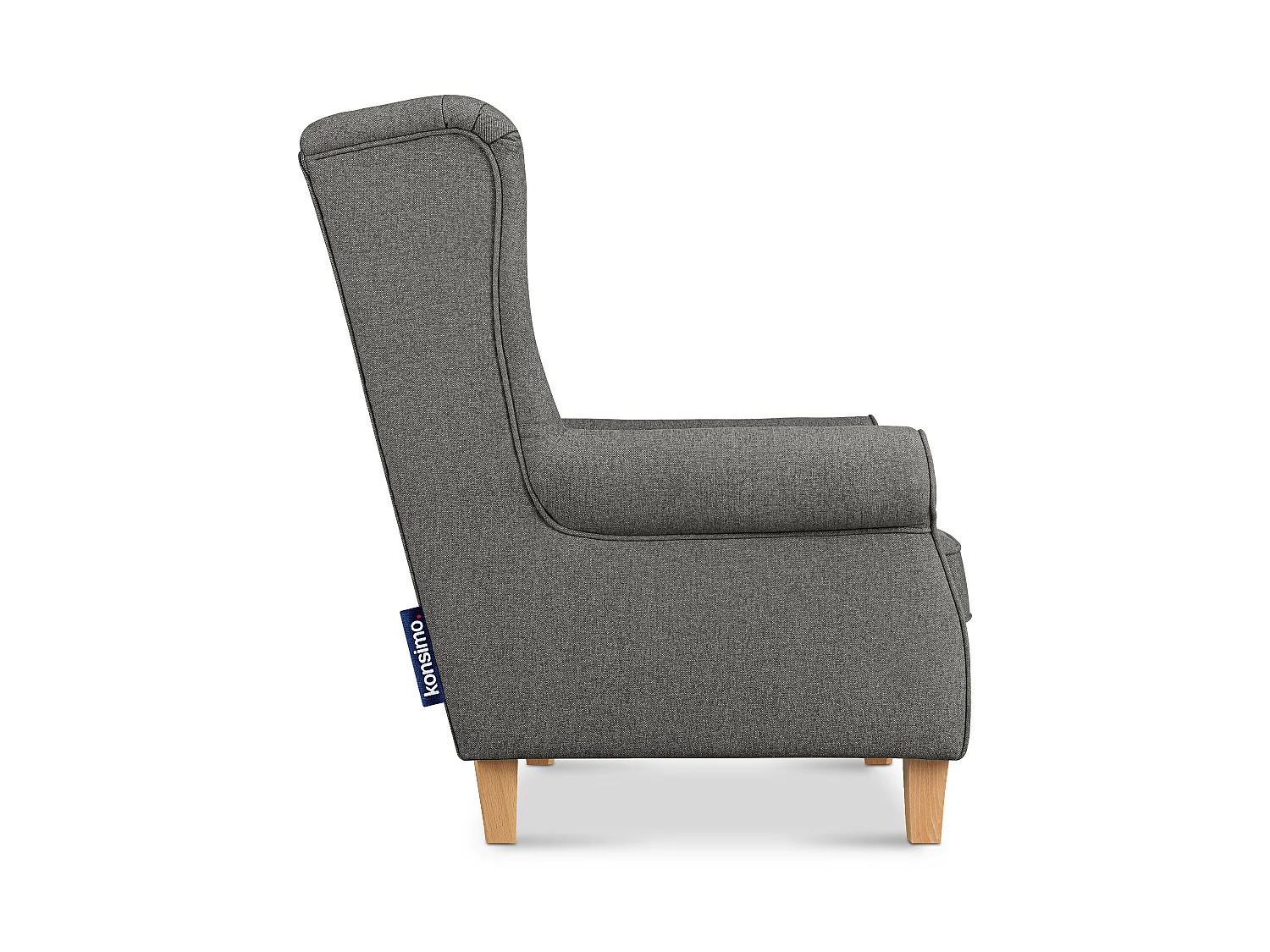 Ohrensessel Massivholzbeine - grau/buchenfarben - MILES