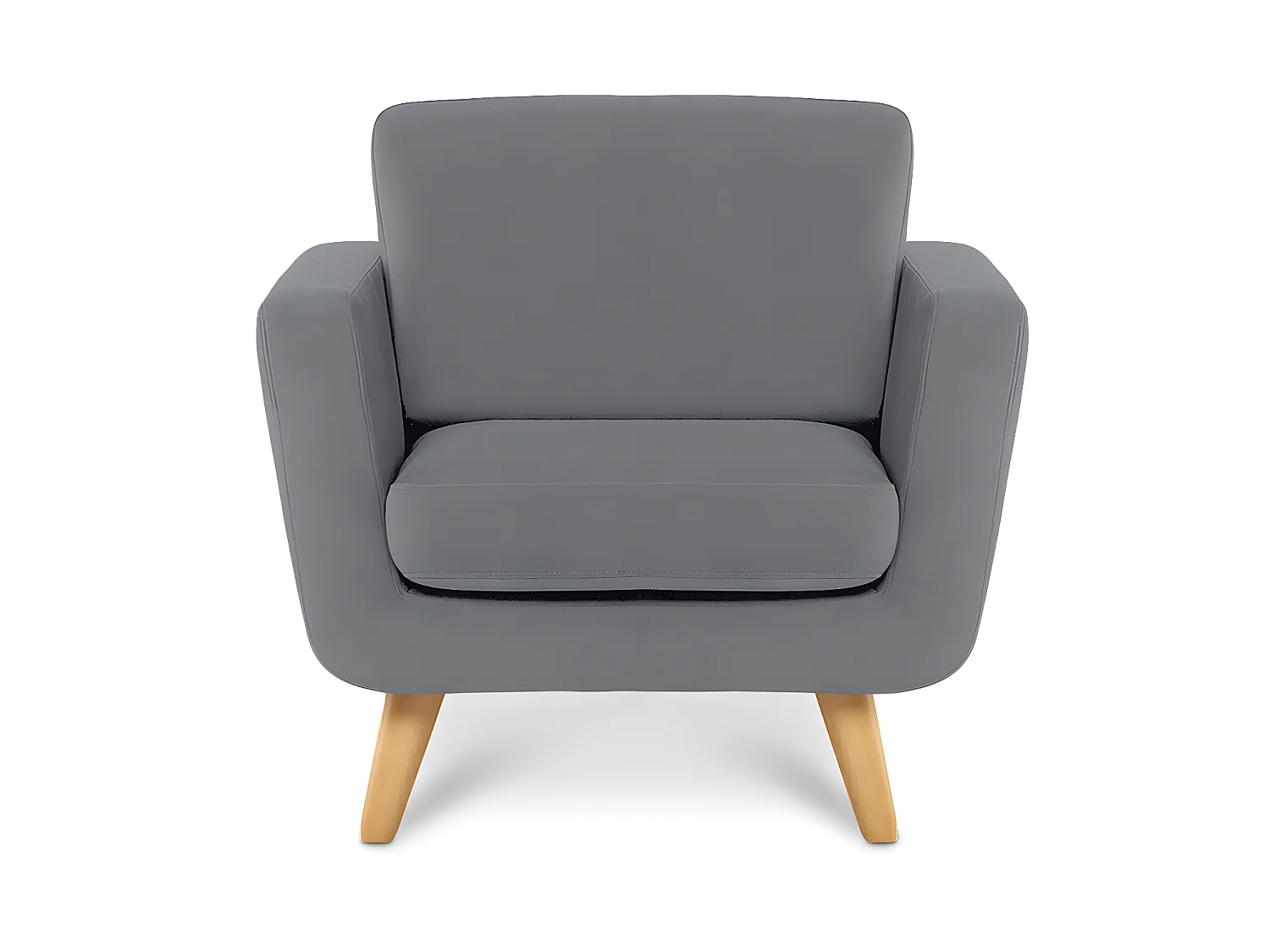 Skandinavischer Sessel - Massivholz-Beine - grau - TAGIO