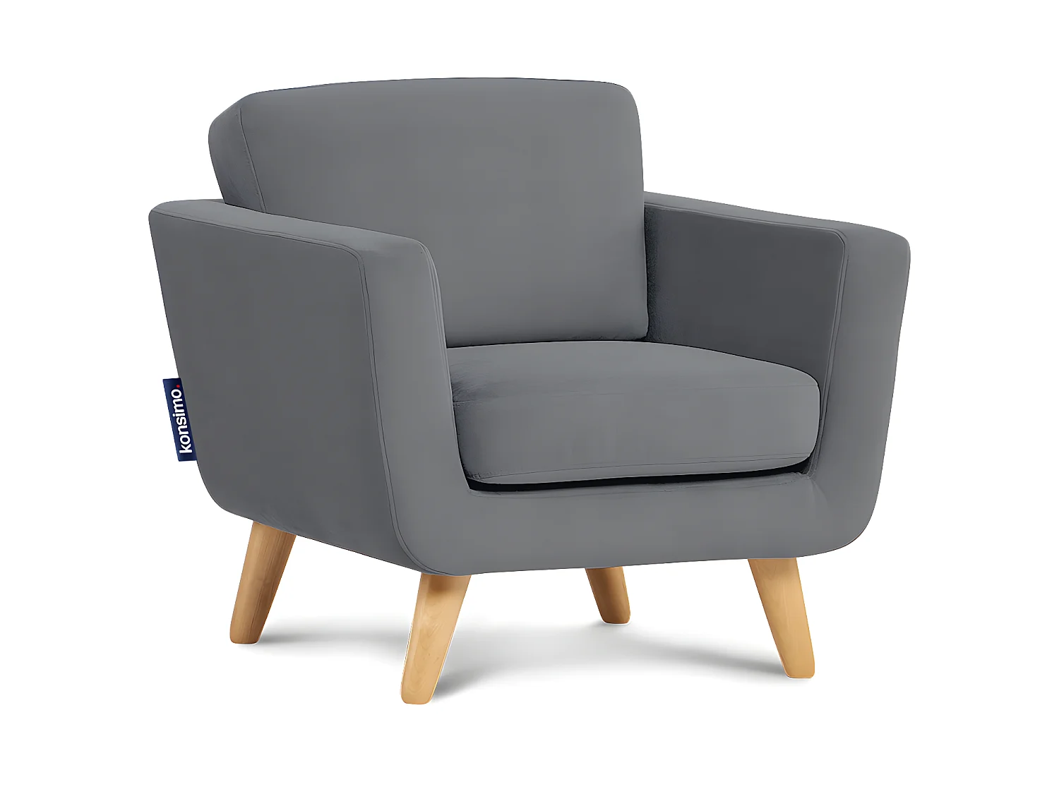 Skandinavischer Sessel - Massivholz-Beine - grau - TAGIO