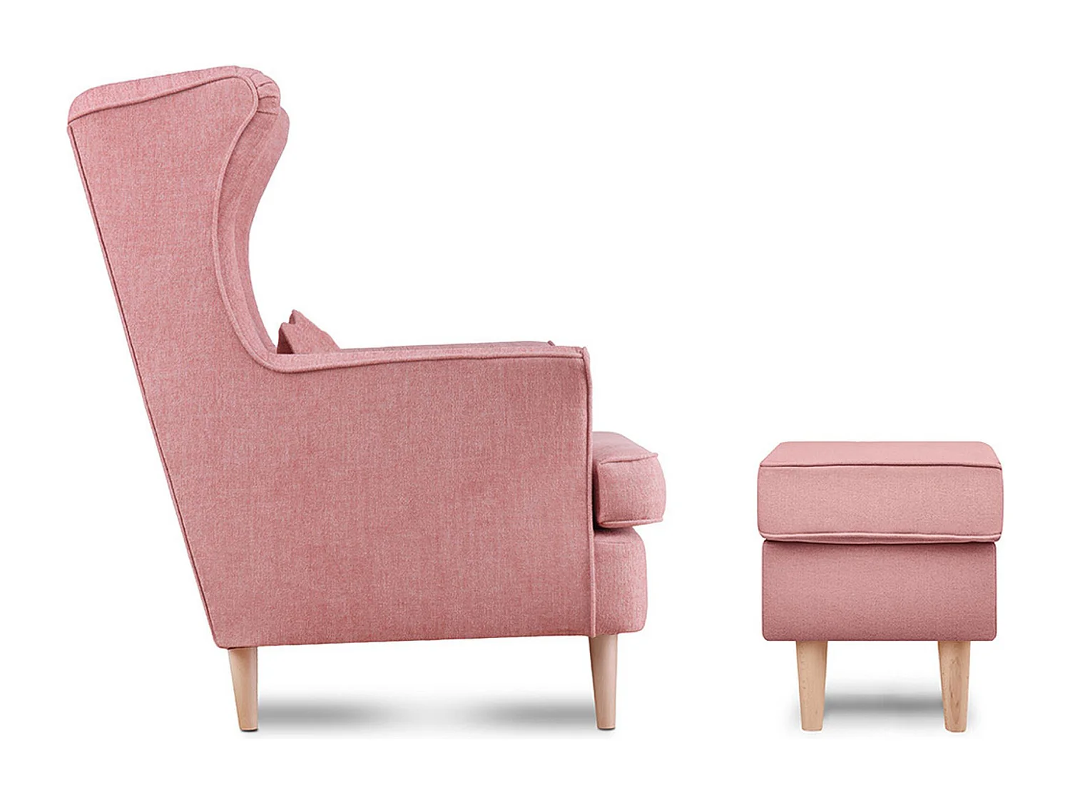 Klassischer Sessel mit Sitzhocker - rosa - STRALIS
