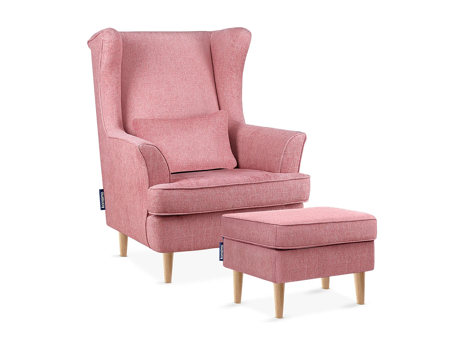 Klassischer Sessel mit Sitzhocker - rosa - STRALIS