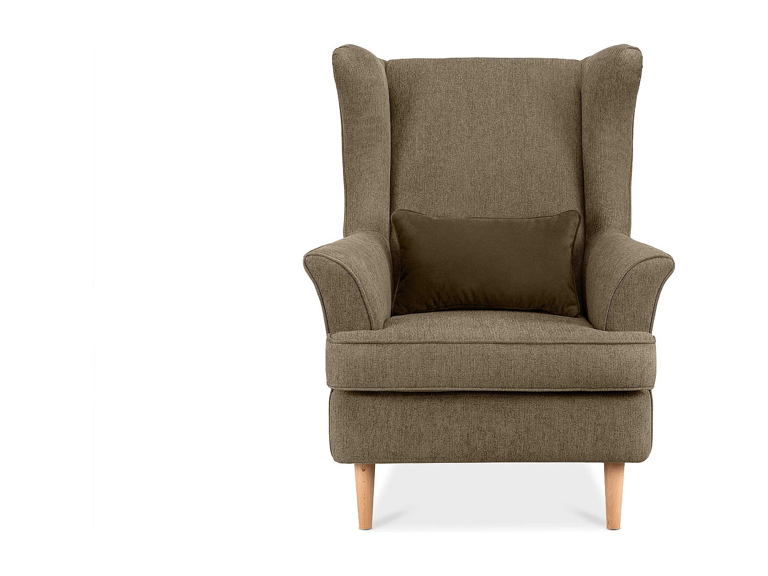 Klassischer Ohrensessel - Velours-Bezug braun - STRALIS