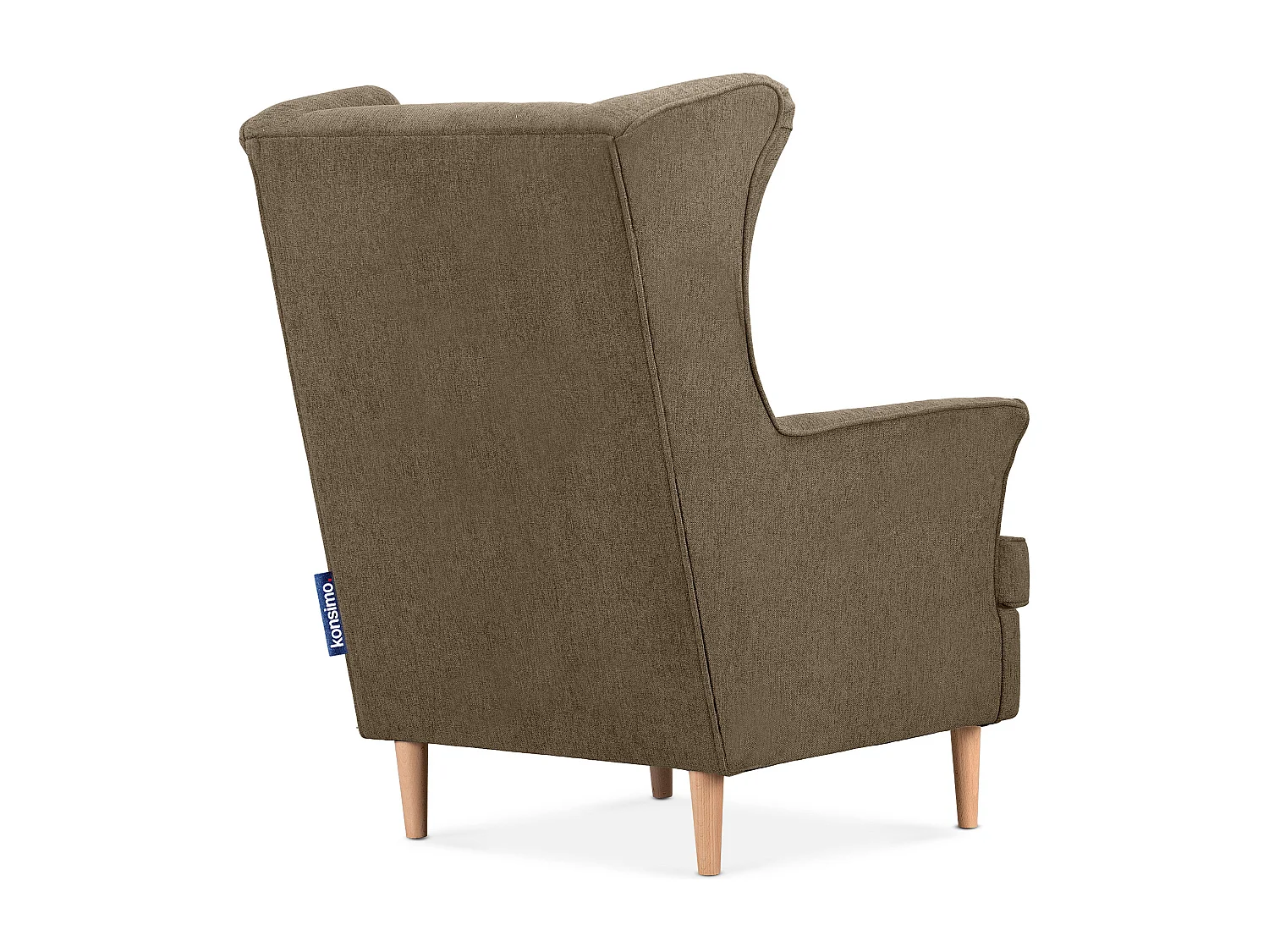 Klassischer Ohrensessel - Velours-Bezug braun - STRALIS