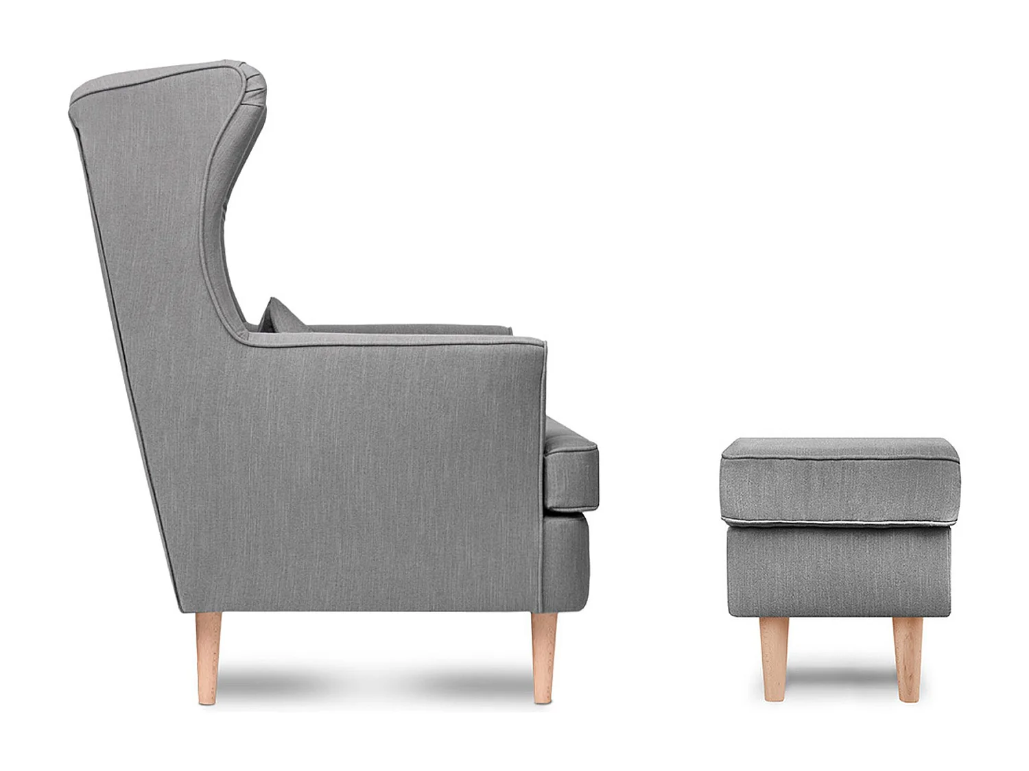 Klassischer Sessel mit Sitzhocker - grau - STRALIS