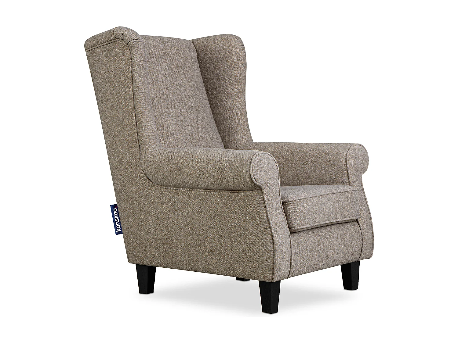 Ohrensessel Massivholzbeine schwarz -  hellbraun - MILES