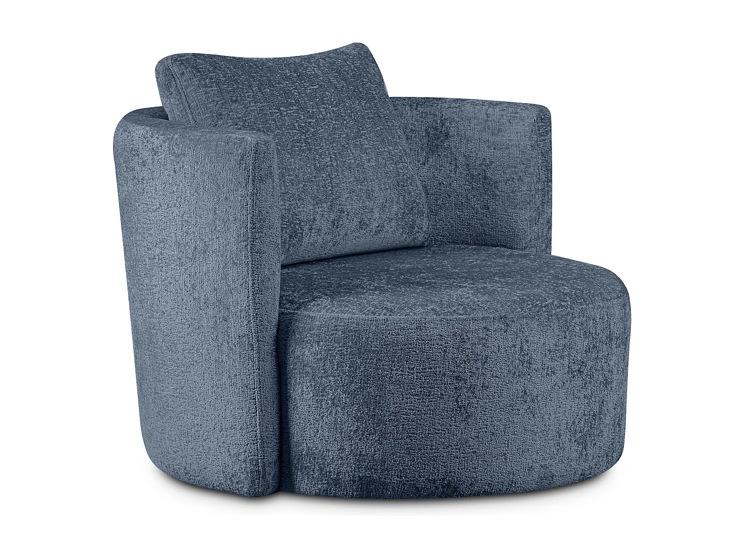 Drehsessel Set inkl. Sitzhocker - Chenille-Stoff - dunkelblau - RAGGI