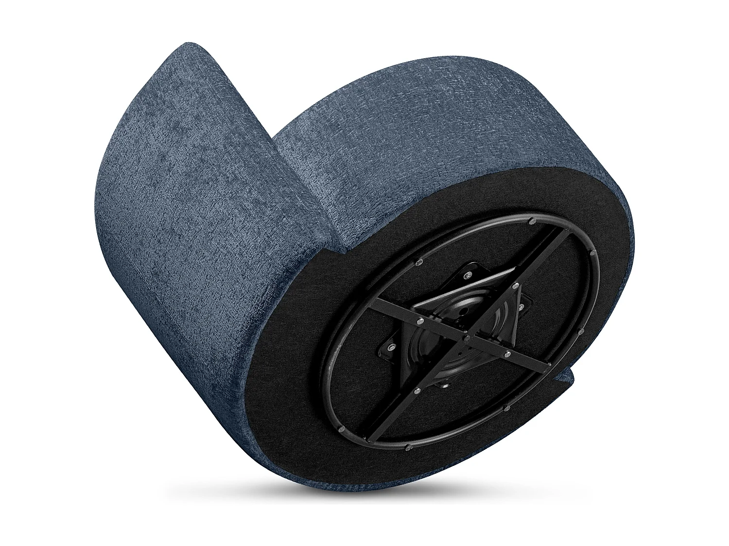 Drehsessel Set inkl. Sitzhocker - Chenille-Stoff - dunkelblau - RAGGI