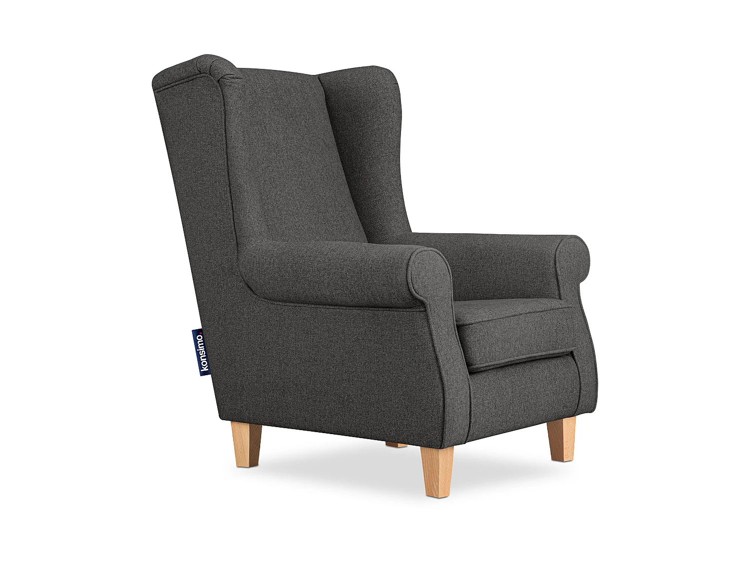Ohrensessel grau - Massivholzbeine buche - MILES