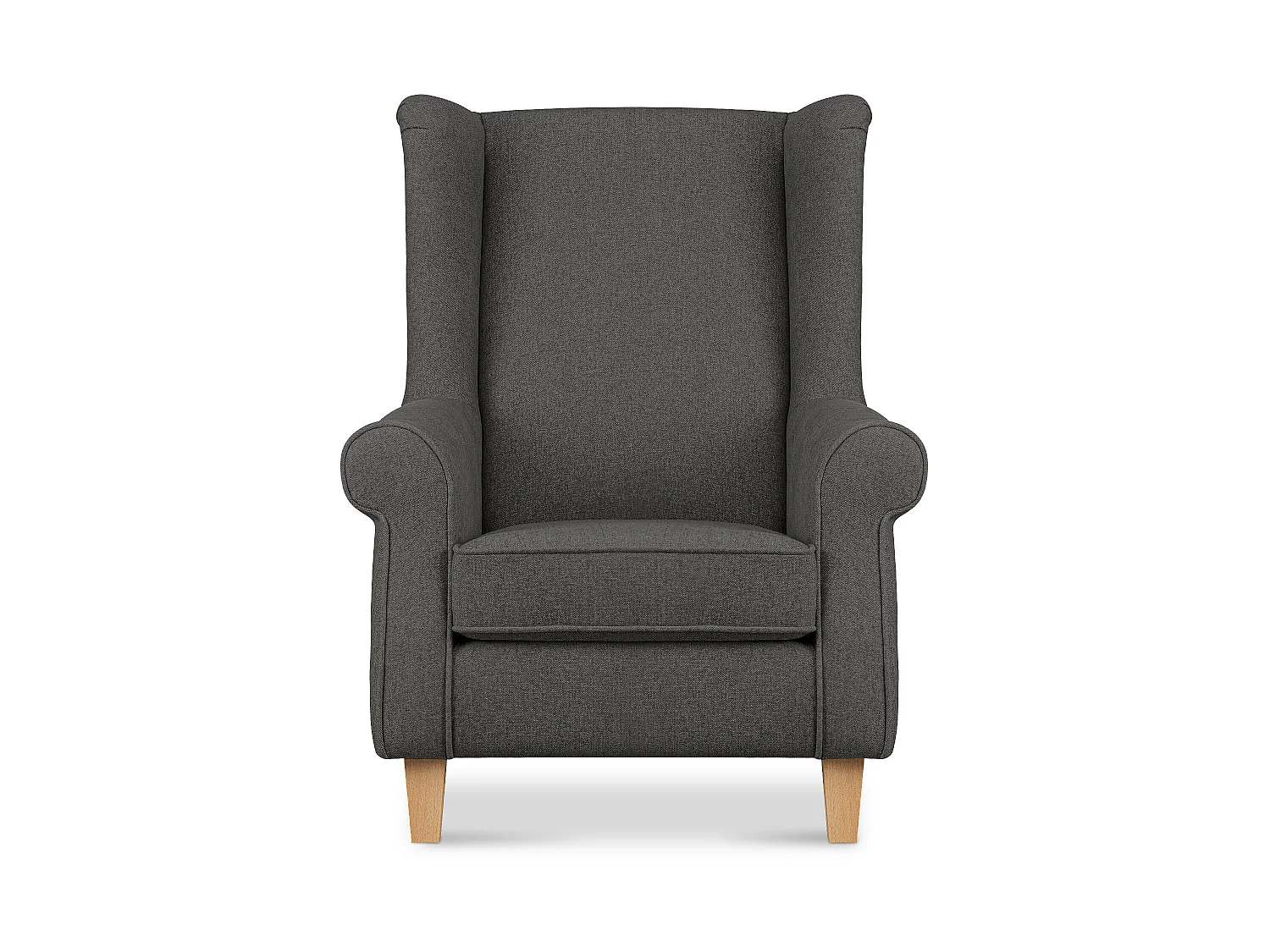 Ohrensessel grau - Massivholzbeine buche - MILES