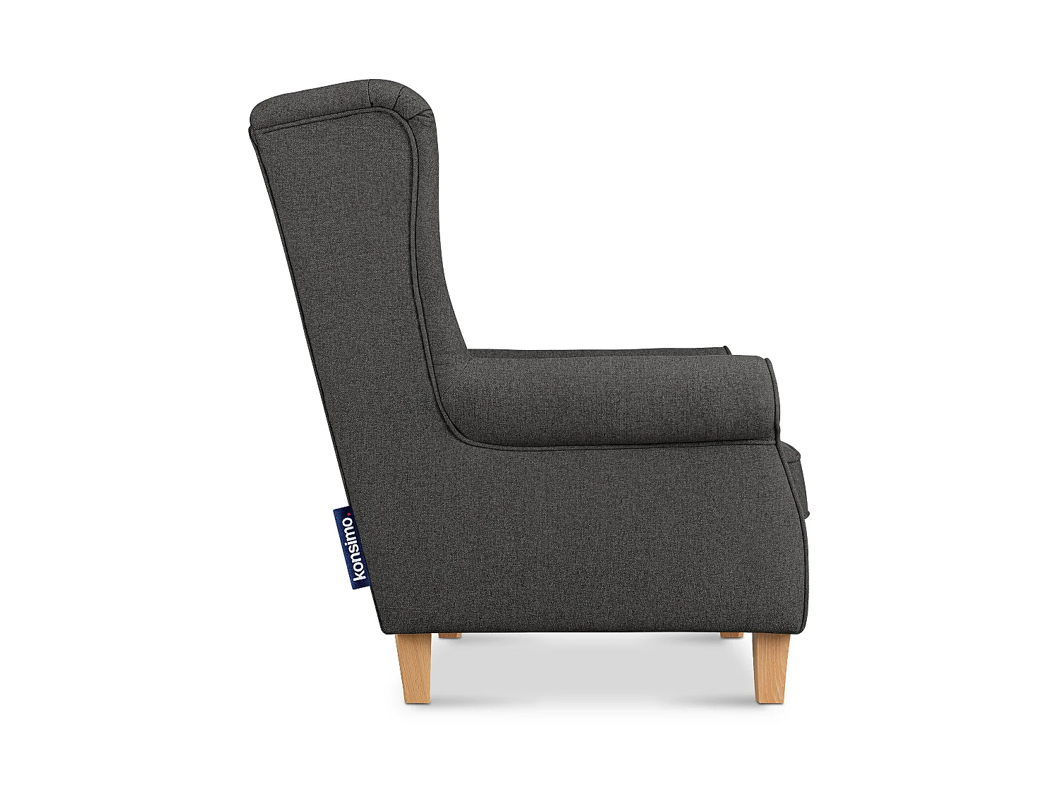 Ohrensessel grau - Massivholzbeine buche - MILES