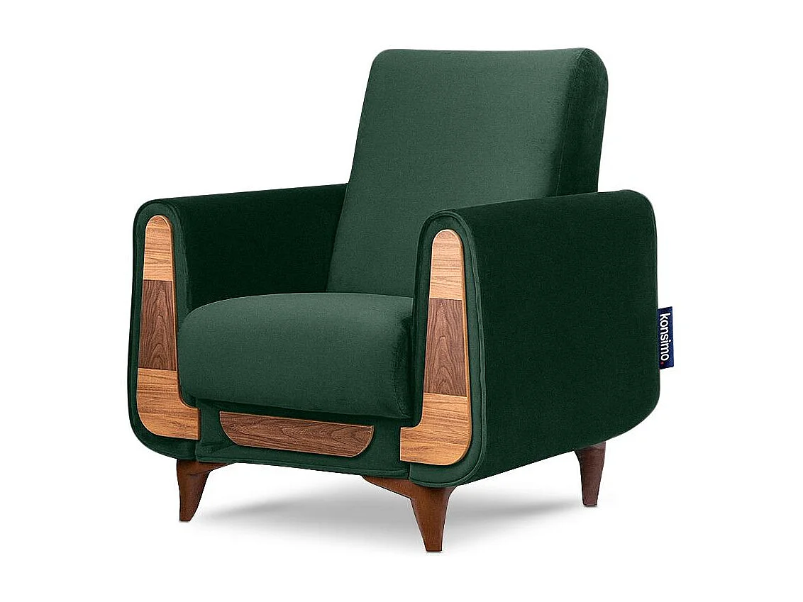 Klassischer Sessel aus Schaumstoff und Holz - dunkelgrün - GUSTAVO