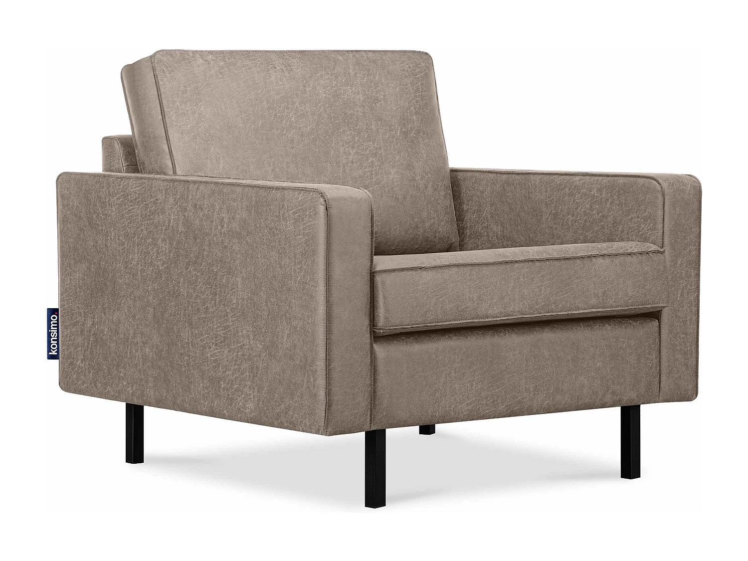 Großer Loft-Sessel aus Leder und Mikrofaser - hellgrau - INVIA