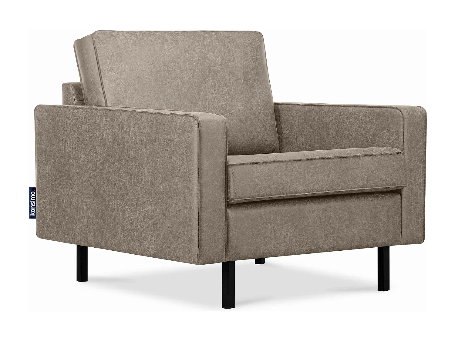 Großer Loft-Sessel aus Leder und Mikrofaser - hellgrau - INVIA