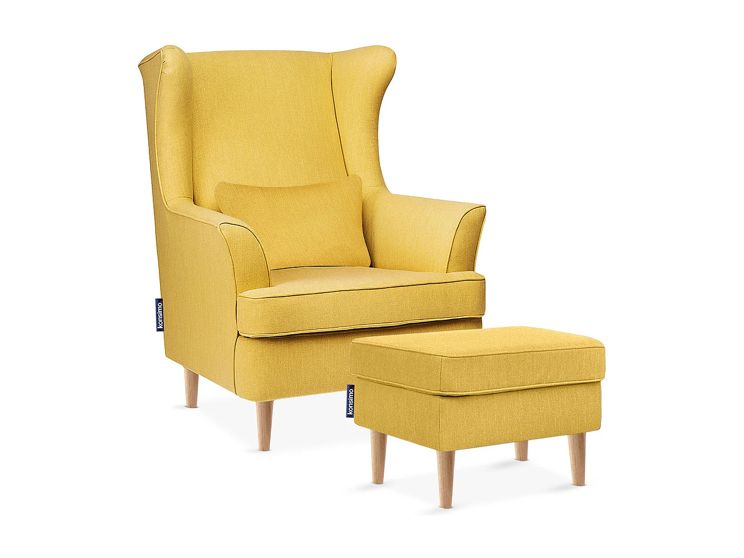 Klassischer Sessel mit Sitzhocker - Gelb - STRALIS