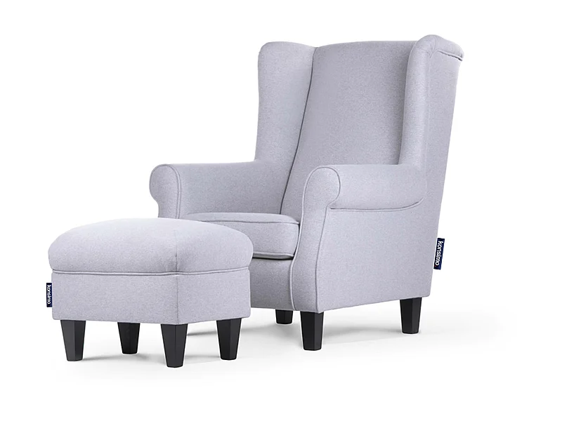 Ohrensessel Massivholzbeine - hellgrau - MILES