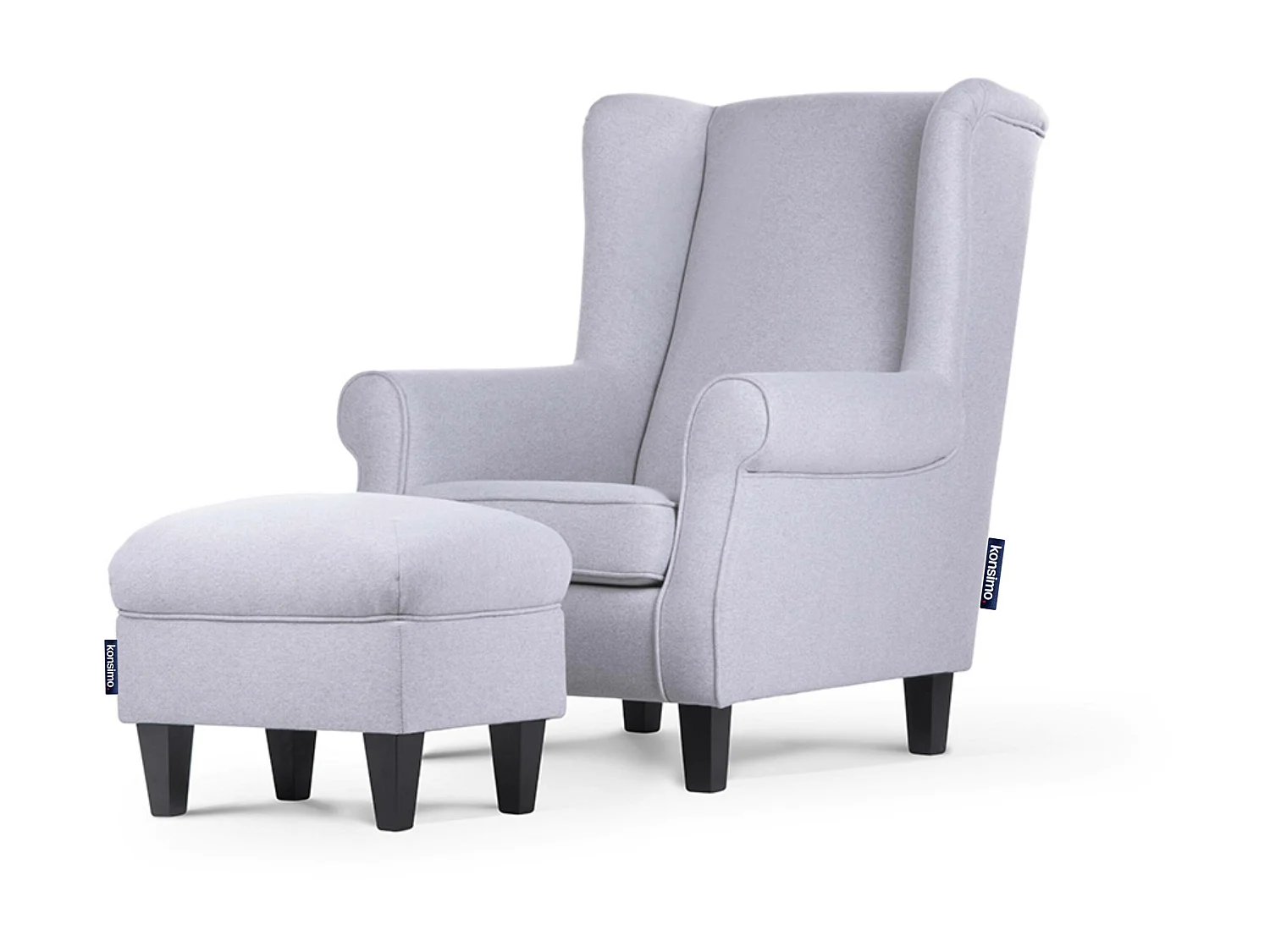 Ohrensessel Massivholzbeine - hellgrau - MILES