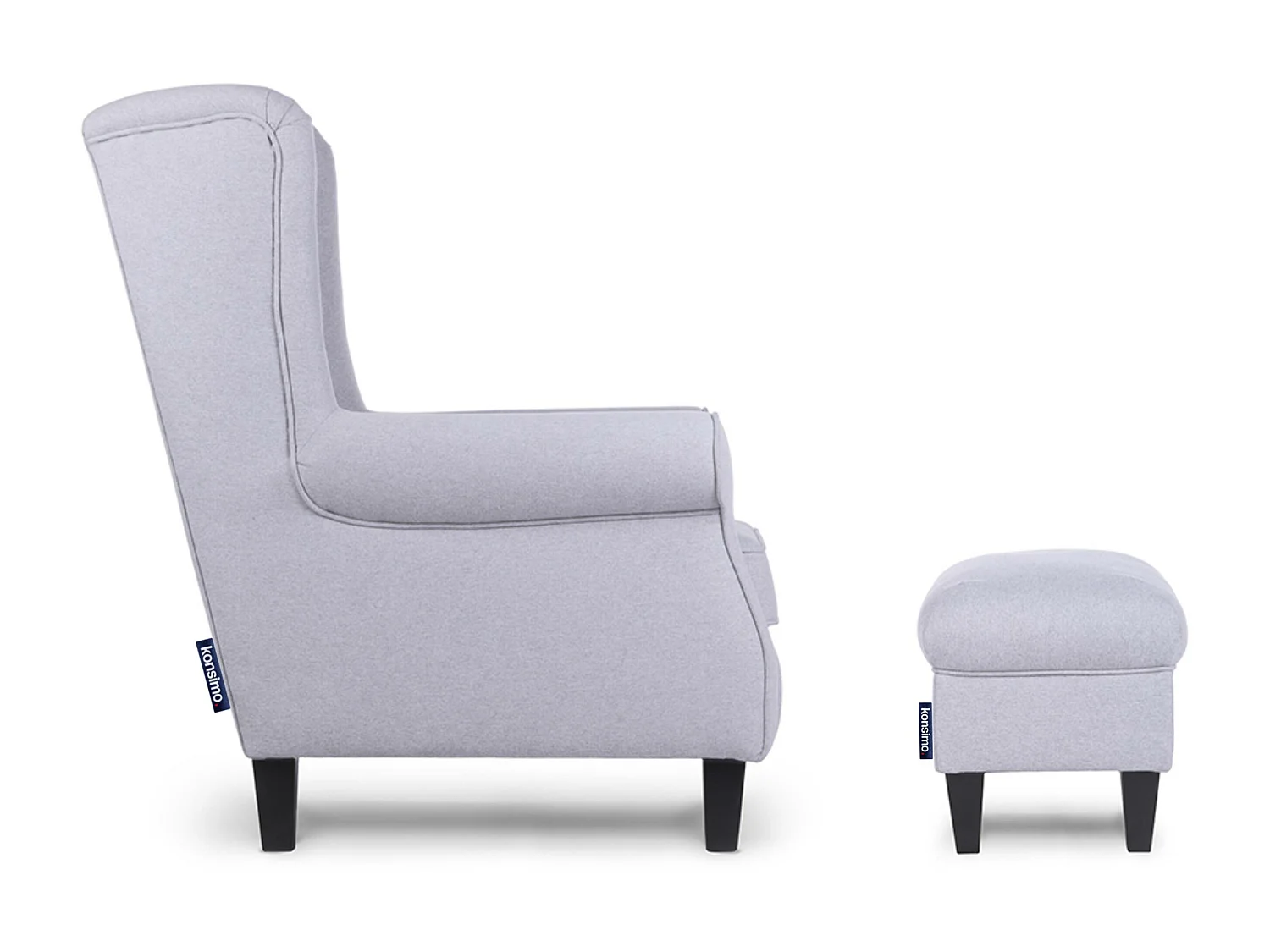 Ohrensessel Massivholzbeine - hellgrau - MILES