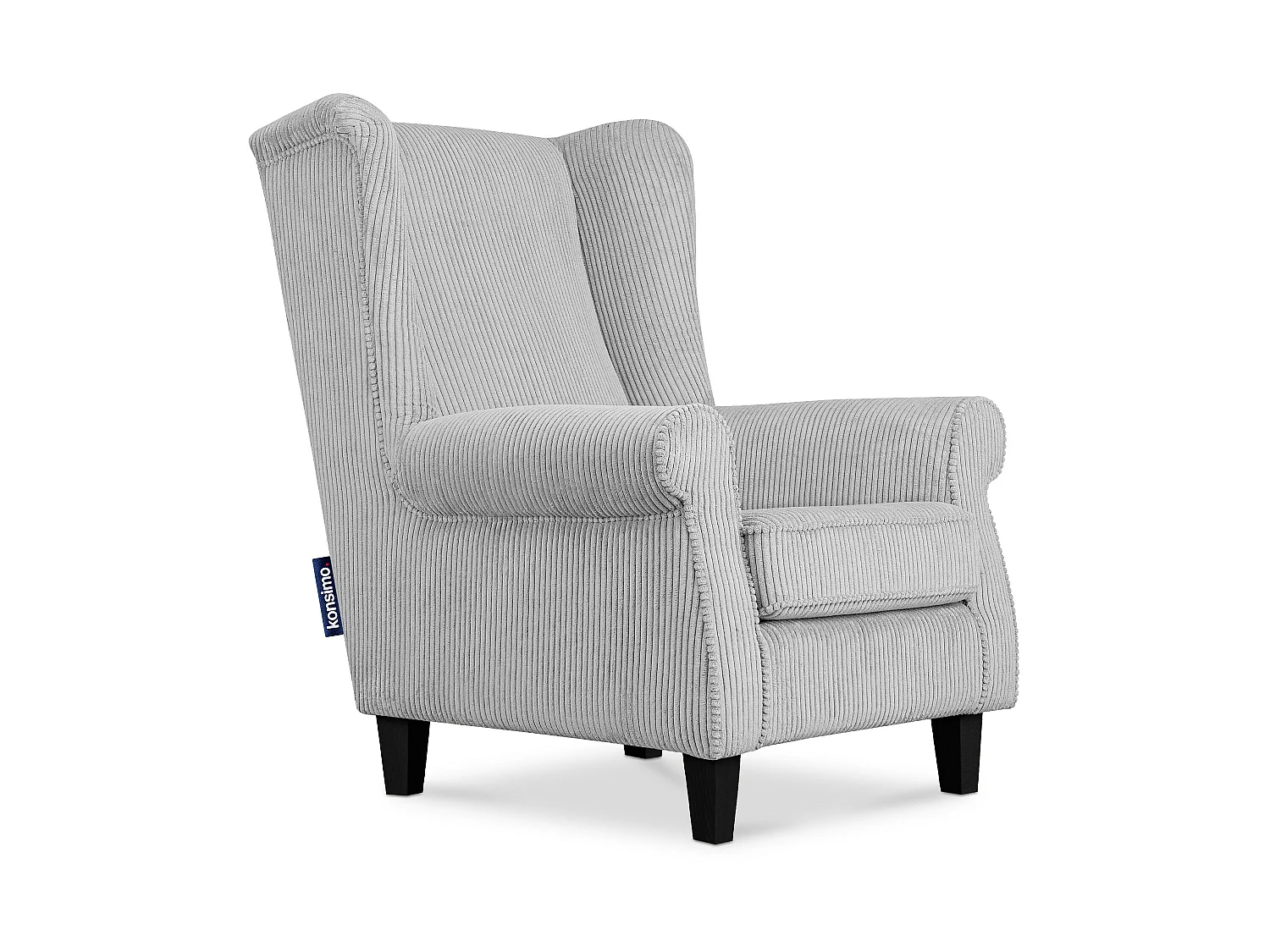 Ohrensessel Kord-Bezug Petfriendly - grau - MILES