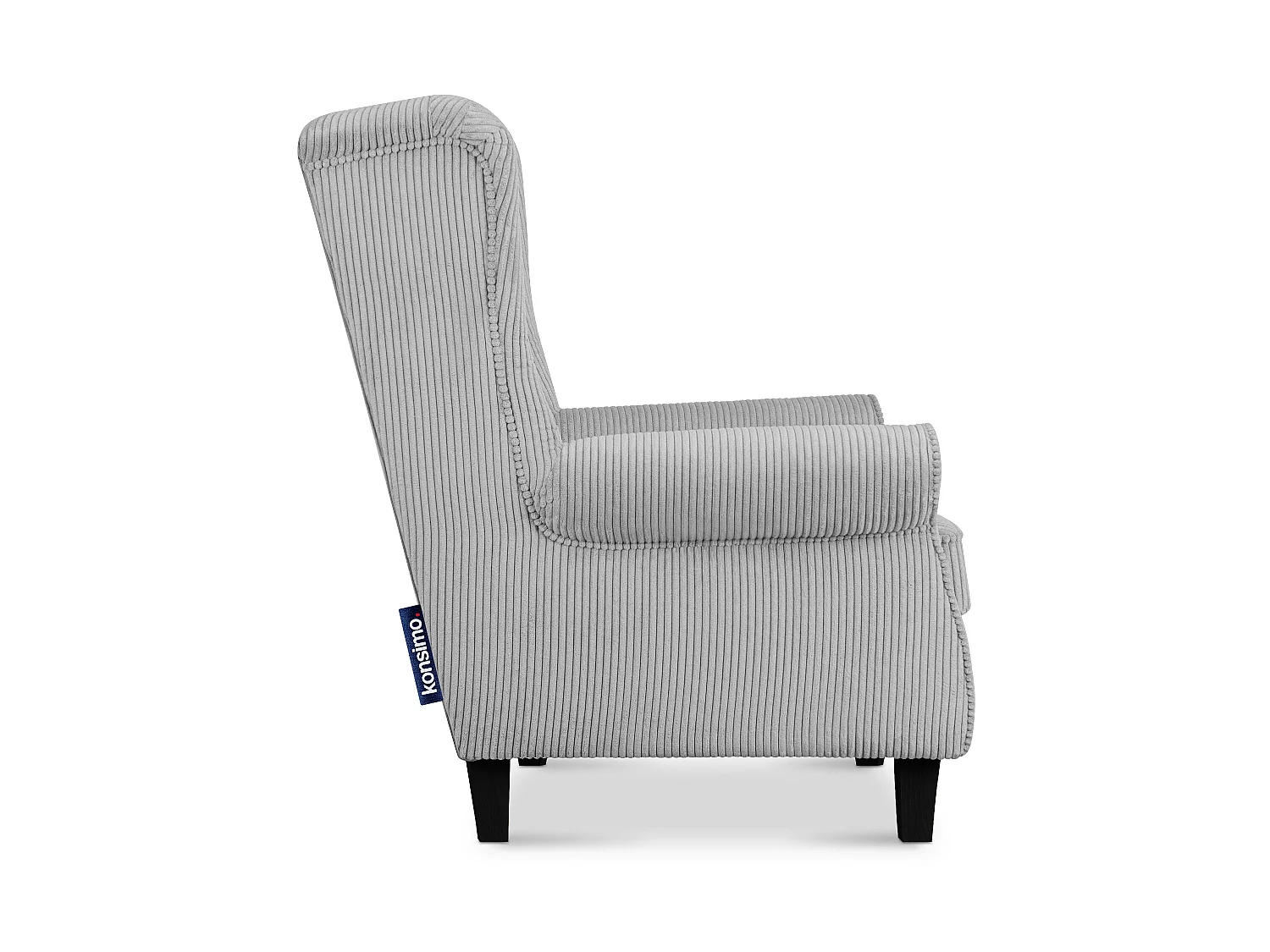 Ohrensessel Kord-Bezug Petfriendly - grau - MILES