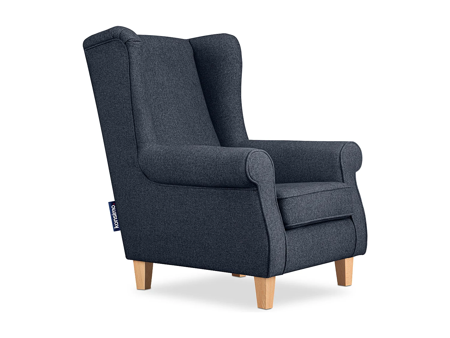 Ohrensessel Massivholzbeine buche -  dunkelblau - MILES