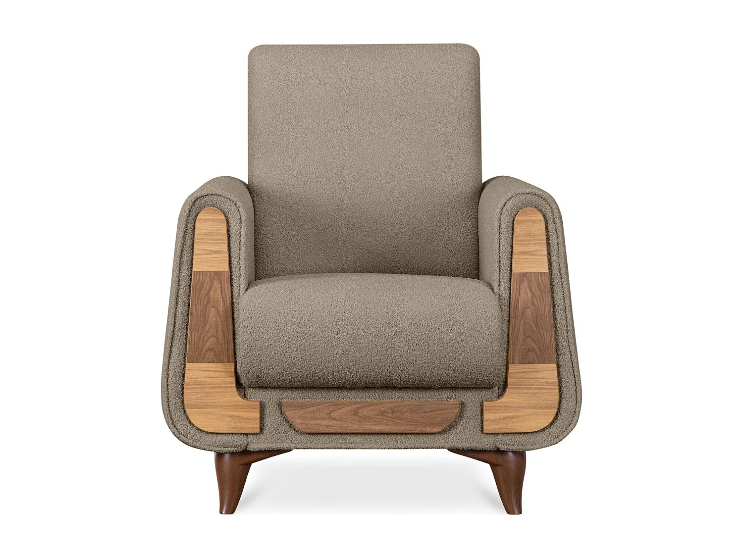 Klassischer Sessel aus Schaumstoff und Holz - graubeige - GUSTAVO