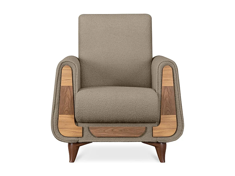 Klassischer Sessel aus Schaumstoff und Holz - graubeige - GUSTAVO