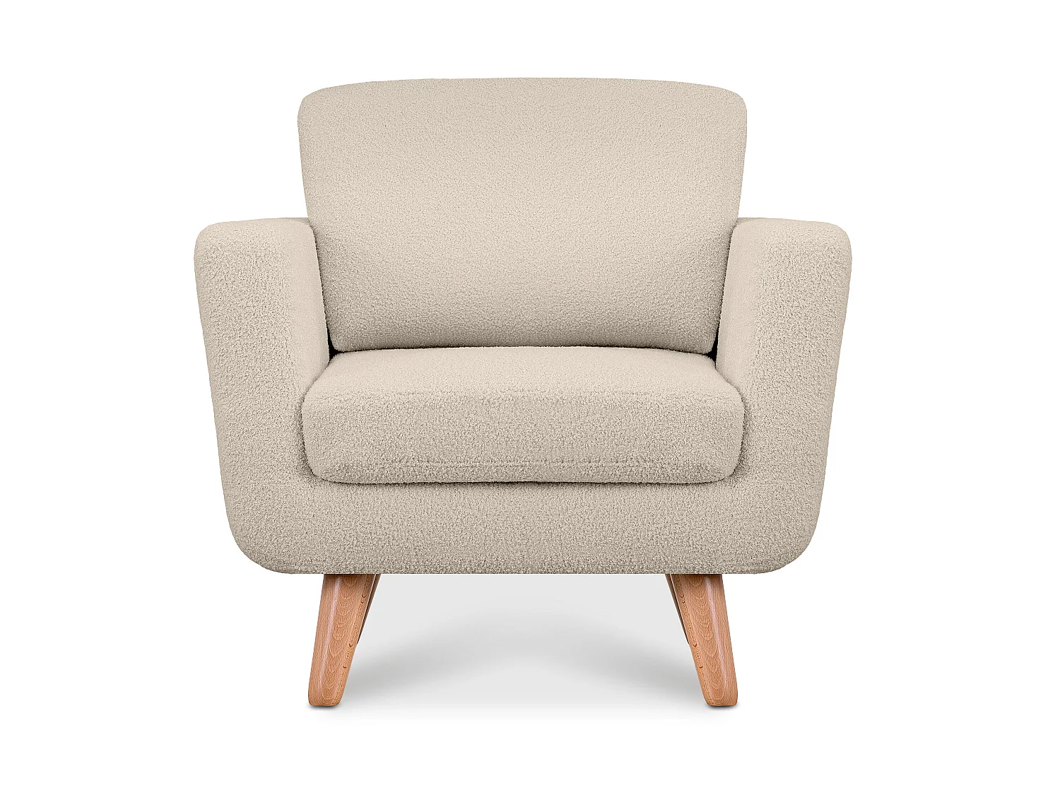 Skandinavischer Sessel - Massivholz-Beine - cremig - TAGIO