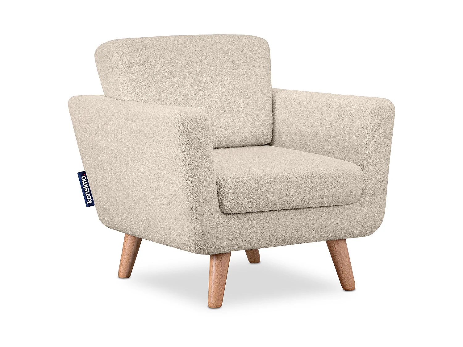 Skandinavischer Sessel - Massivholz-Beine - cremig - TAGIO