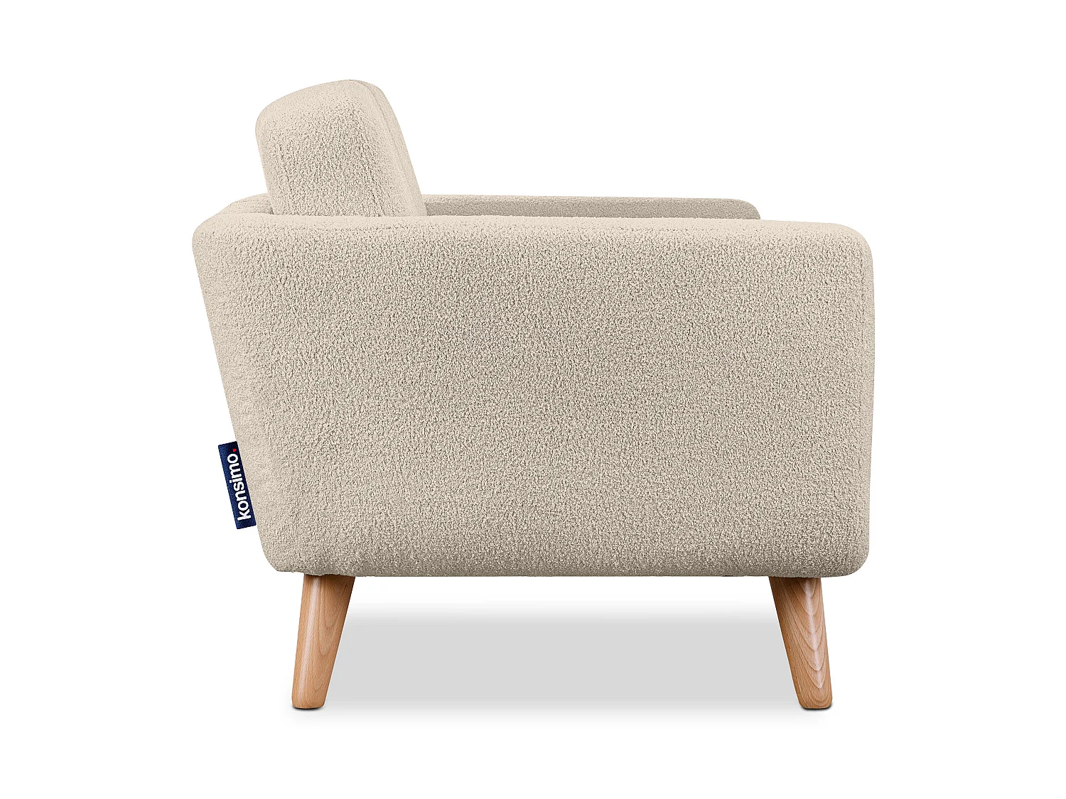 Skandinavischer Sessel - Massivholz-Beine - cremig - TAGIO