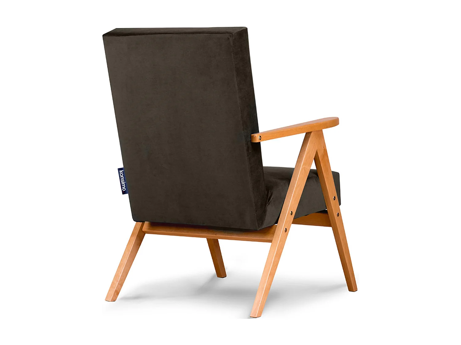 Vintage Sessel gepolstert Echt-Holz-Rahmen - braun - NASET