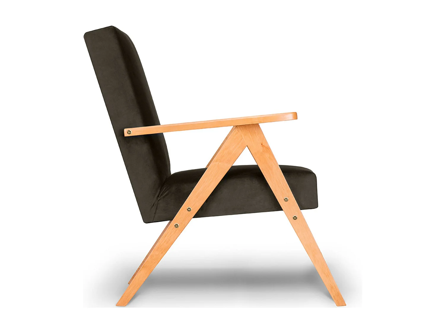 Vintage Sessel gepolstert Echt-Holz-Rahmen - braun - NASET