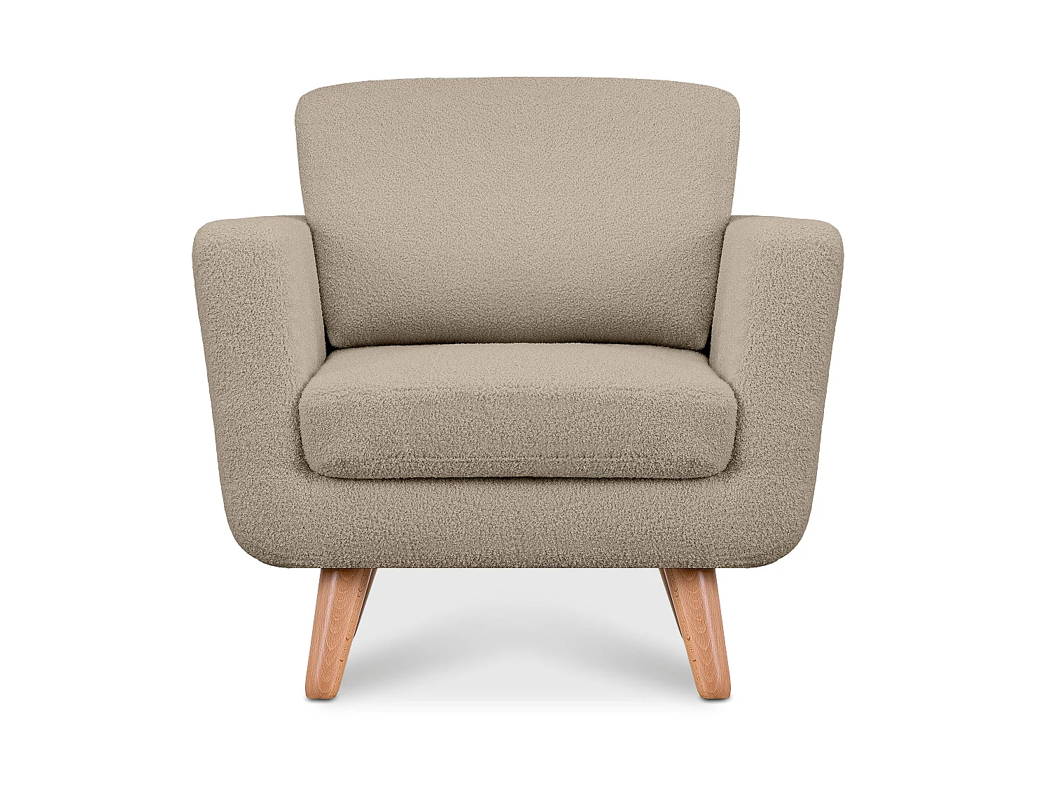 Skandinavischer Sessel - Massivholz-Beine - graubeige - TAGIO