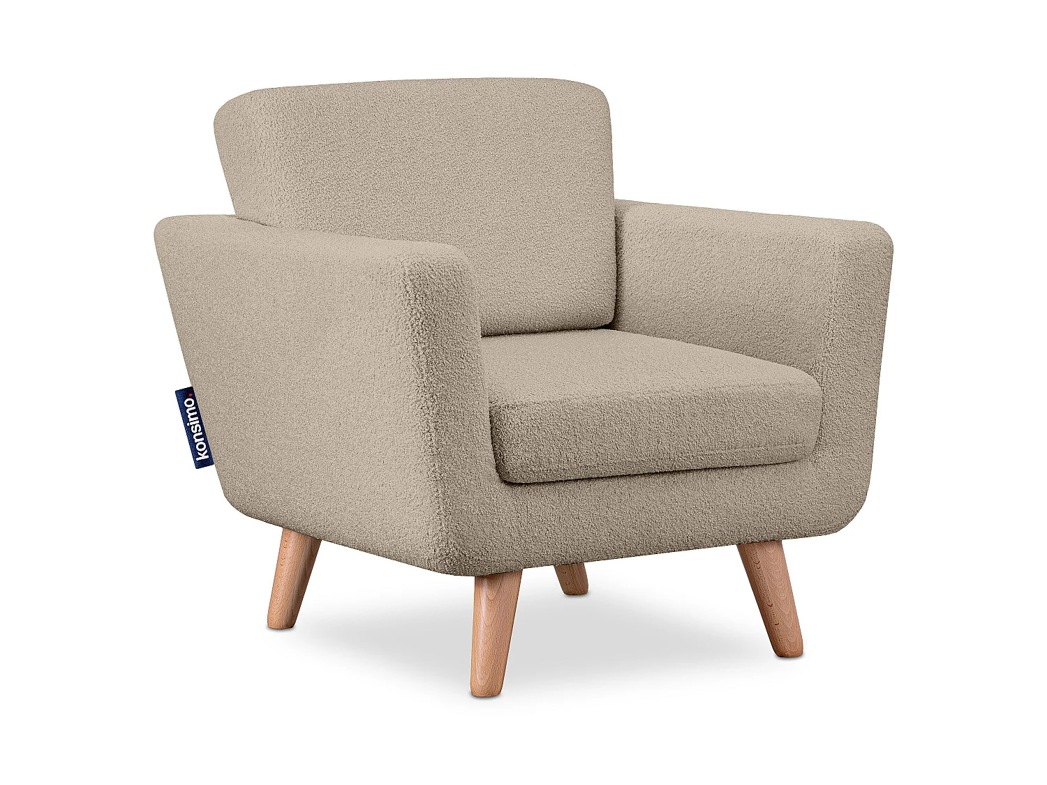 Skandinavischer Sessel - Massivholz-Beine - graubeige - TAGIO