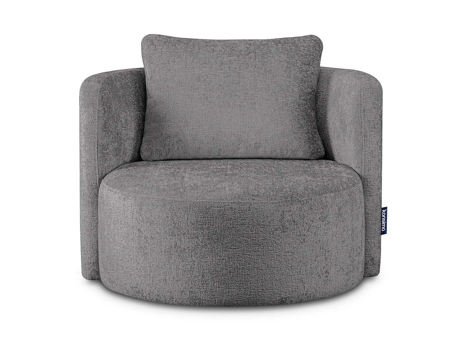 Drehsessel Set inkl. Sitzhocker - Chenille-Stoff - grau - RAGGI