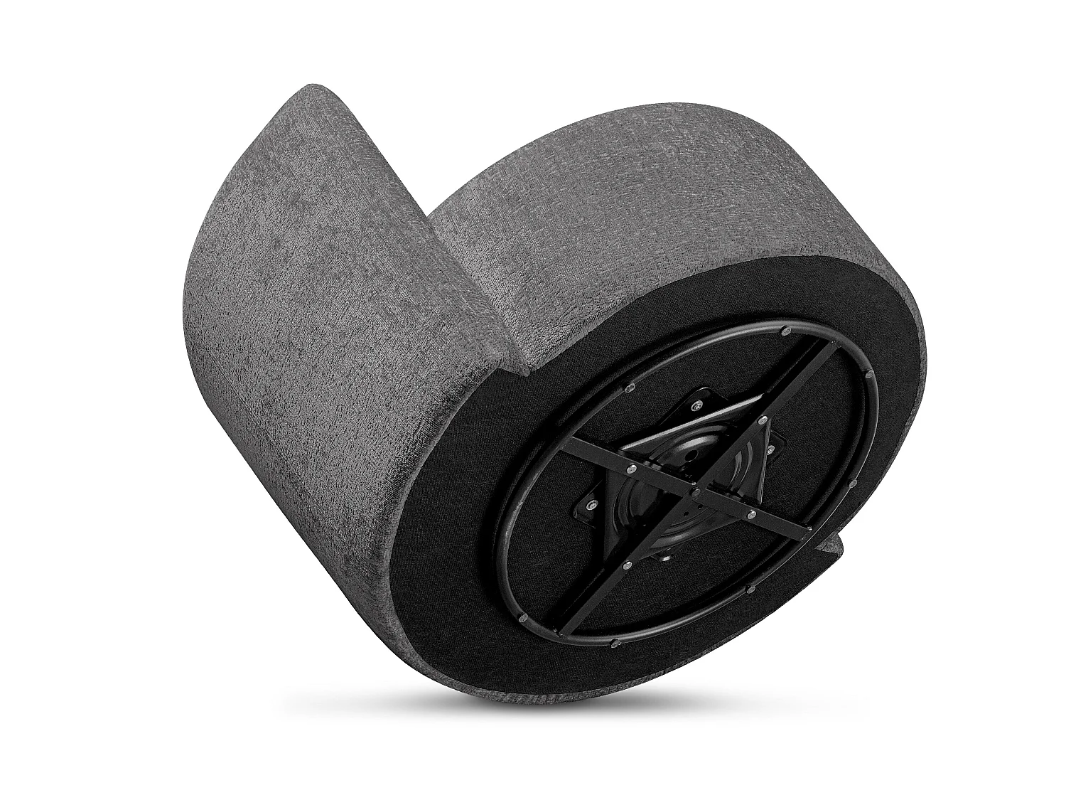 Drehsessel Set inkl. Sitzhocker - Chenille-Stoff - grau - RAGGI